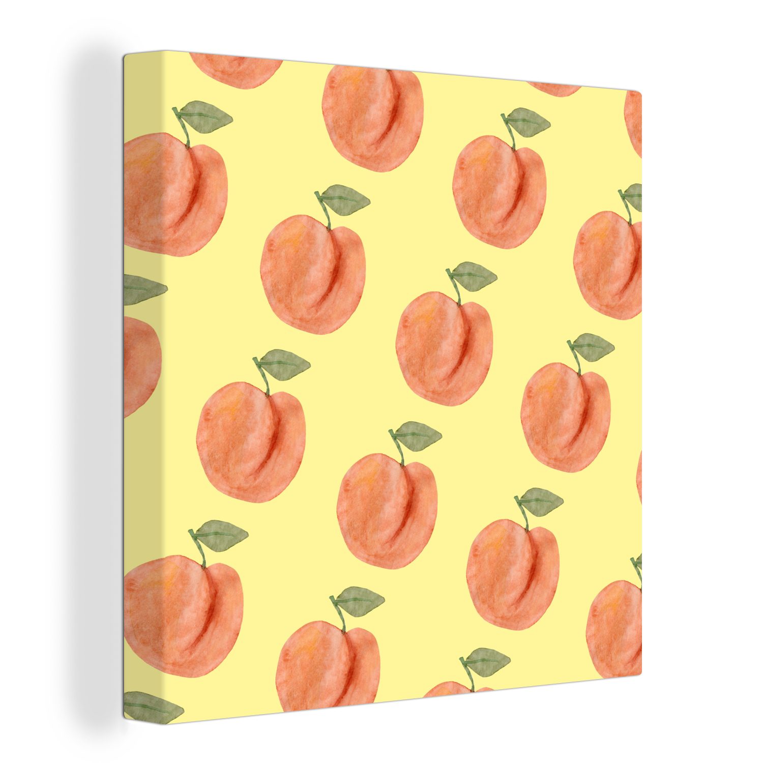 OneMillionCanvasses® Leinwandbild Pfirsiche - Obst - Vorlagen, (1 St), Leinwand Bilder für Wohnzimmer Schlafzimmer