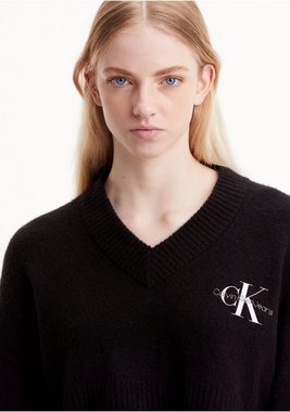 Calvin Klein Jeans Strickpullover CROPPED V-NECK SWEATER mit V-Ausschnitt