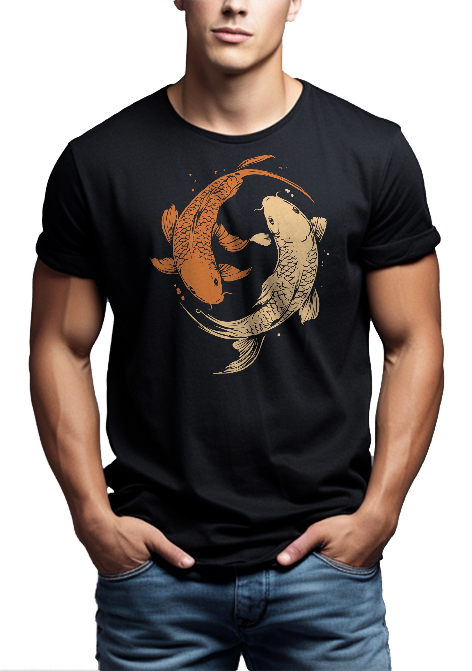 MAKAYA T-Shirt mit Yoga Motiv Yin günstig online kaufen