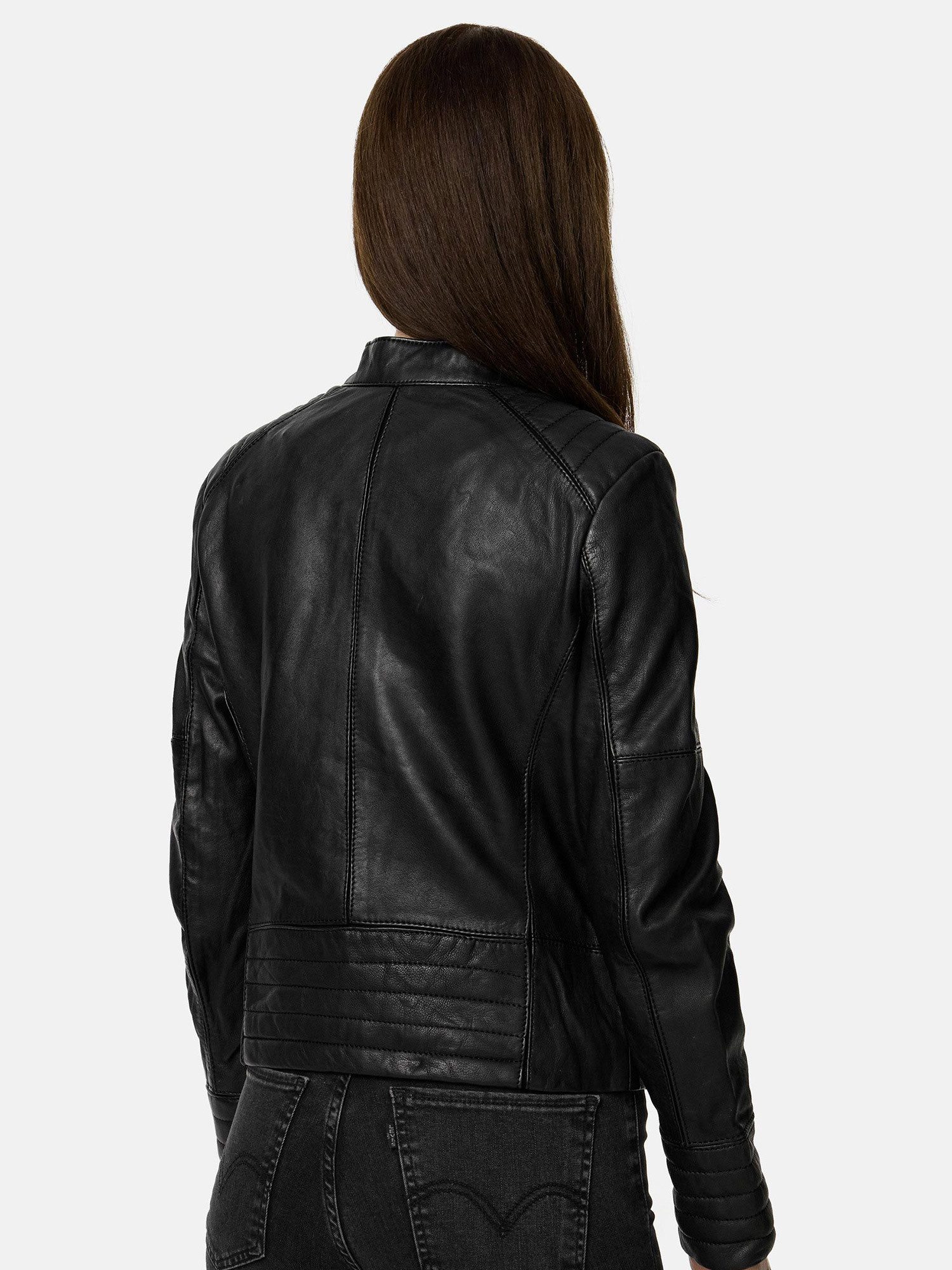 Tazzio Lederjacke F524 moderne & zeitlose Damen Jacke im Biker Look