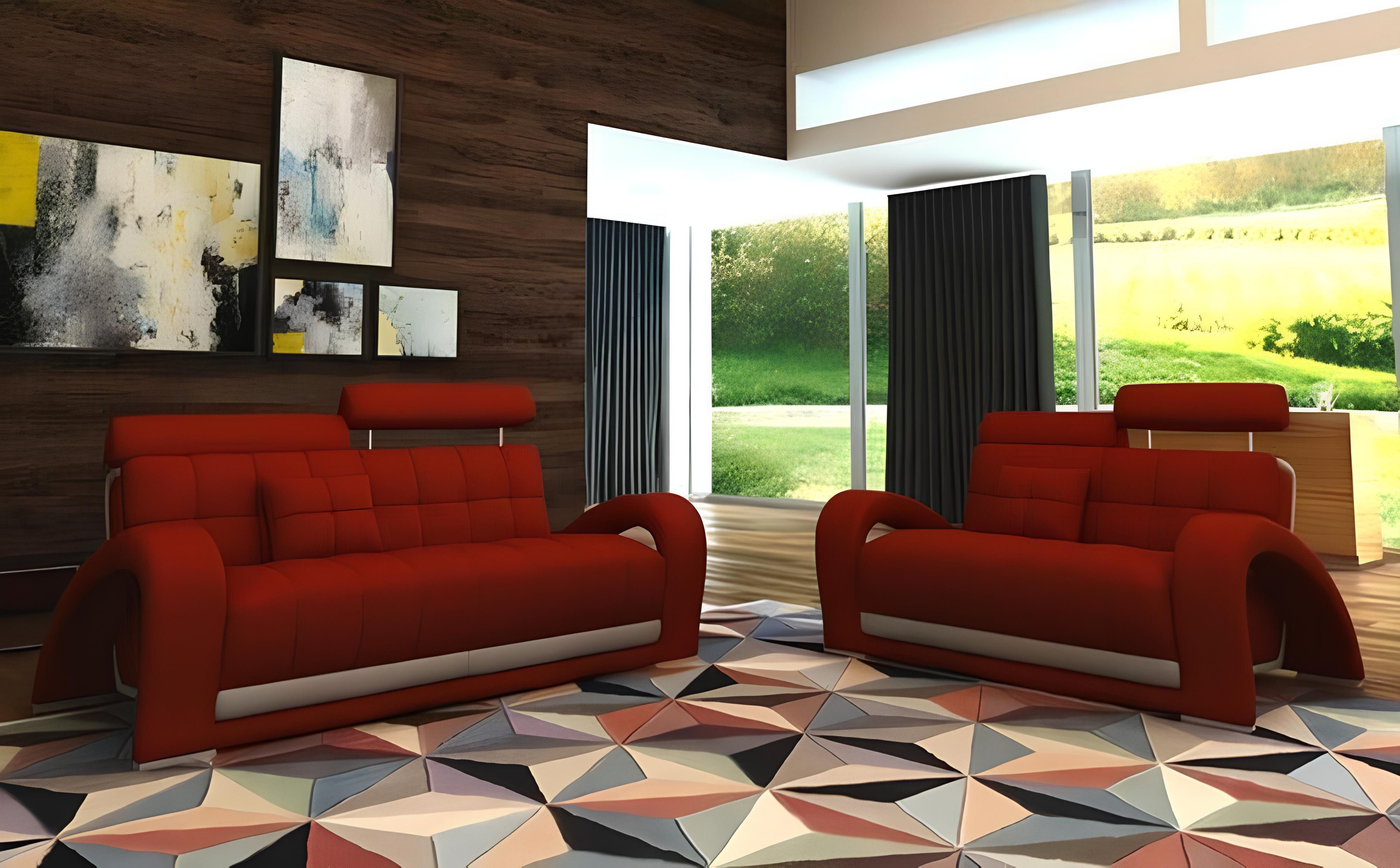 Xlmoebel Polstergarnitur Moderne Ledersofa-Couch in elegantem Design und hohem Sitzkomfort, (3Sitzer + 2Sitzer 2232), Hergestellt in Europa