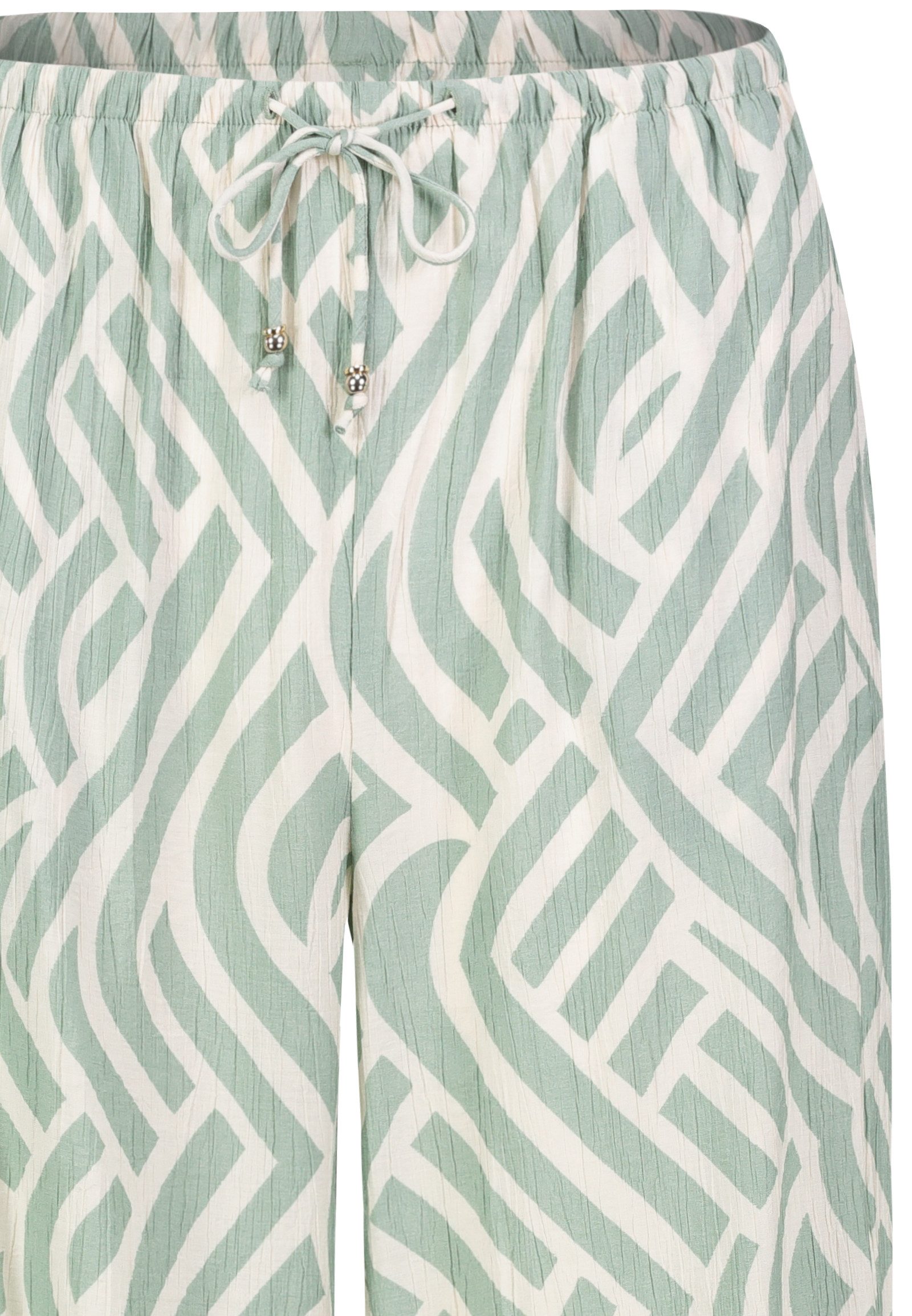 Eight2Nine Stoffhose Damen Sommerhose mit weitem Bein Allover Print, Gummibund mit Kordel & Perle