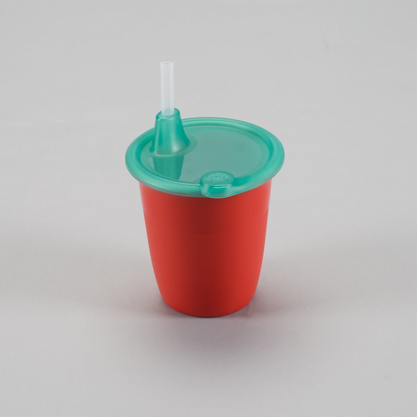 Trudeau Kinderbecher Trinkbecher, Polypropylen, mit Plastik, und Rot, Leon stabiler Trink-Becher Strohhalm Deckel