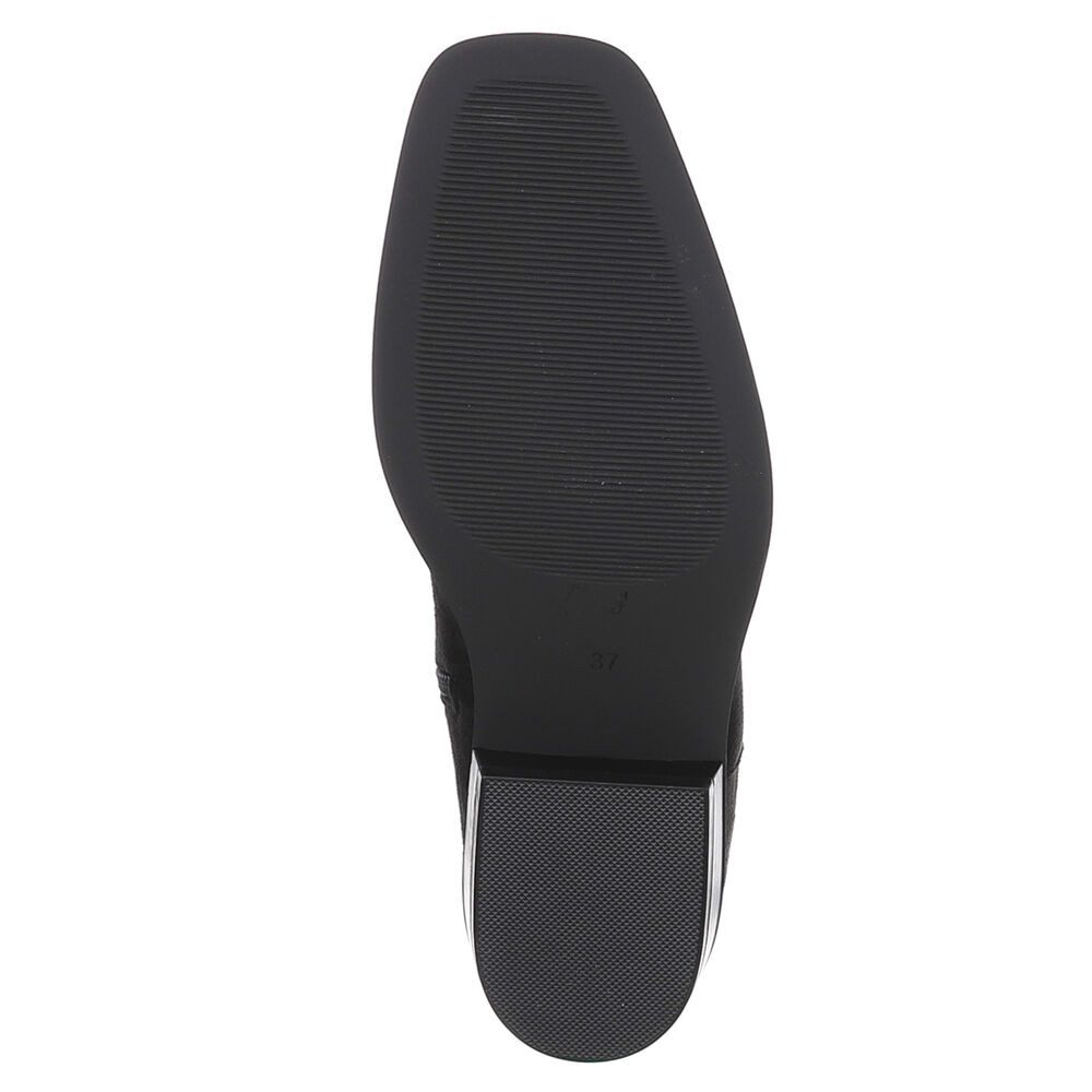 Ital-Design Damen Stiefelette mit Elastikeinsatz und Blockabsatz Stiefelette (92125658) Blockabsatz Flache Stiefeletten in Schwarz