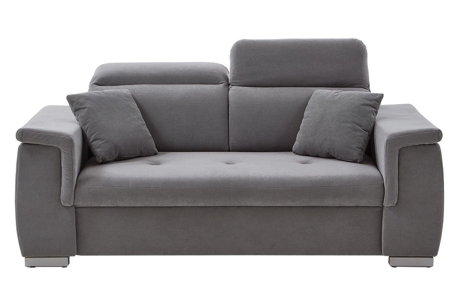 Iwaniccy 2-Sitzer MALMÖ, Hellgrau, Webstoff, mit 2 Zierkissen, Kopfteilverstellung, B 196 x H 99 x T 93 cm