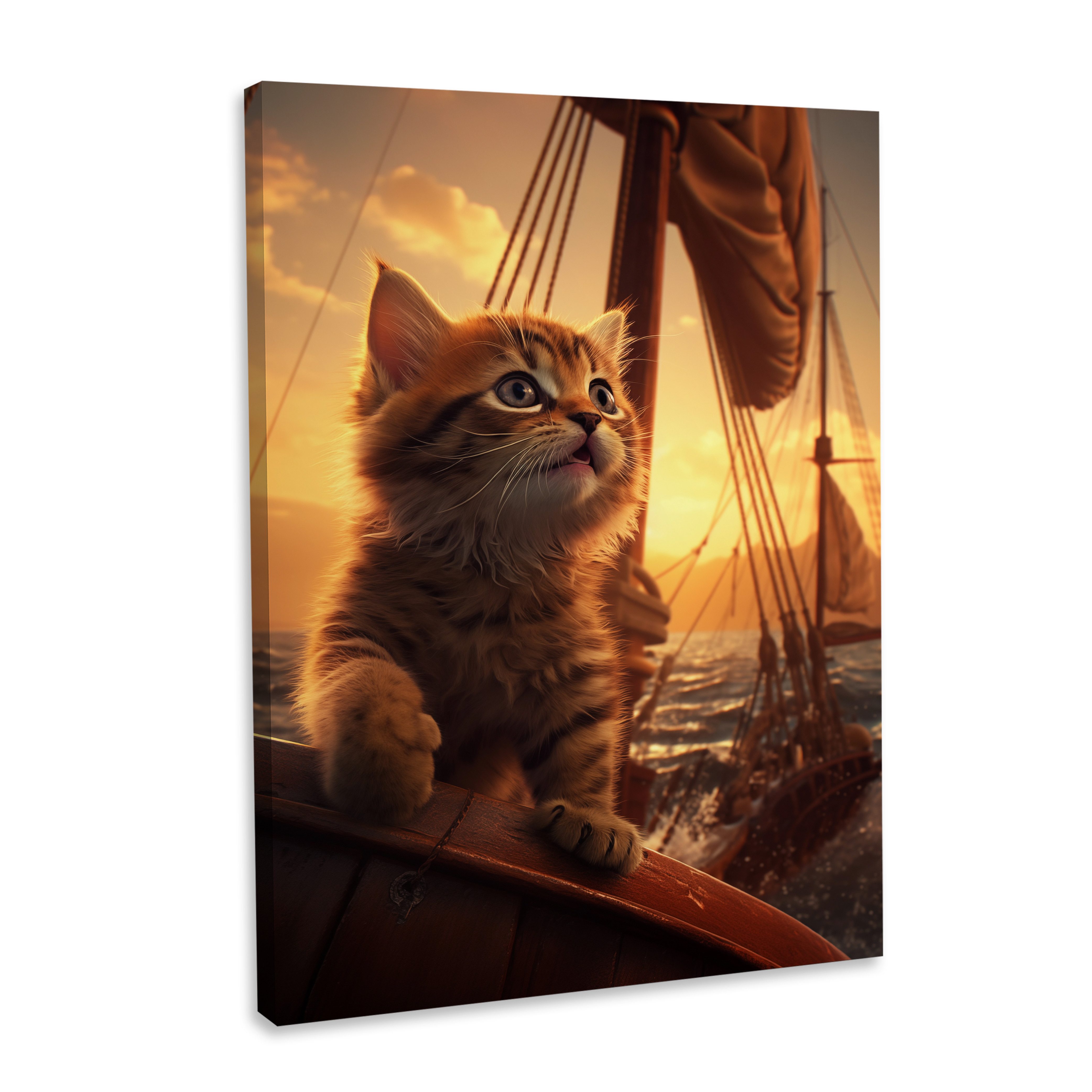 Hustling Sharks Leinwandbild Katze-Bild als XXL Leinwandbild "Kitten Adventure" - Tierbild, in 7 unterschiedichen Größen verfügbar