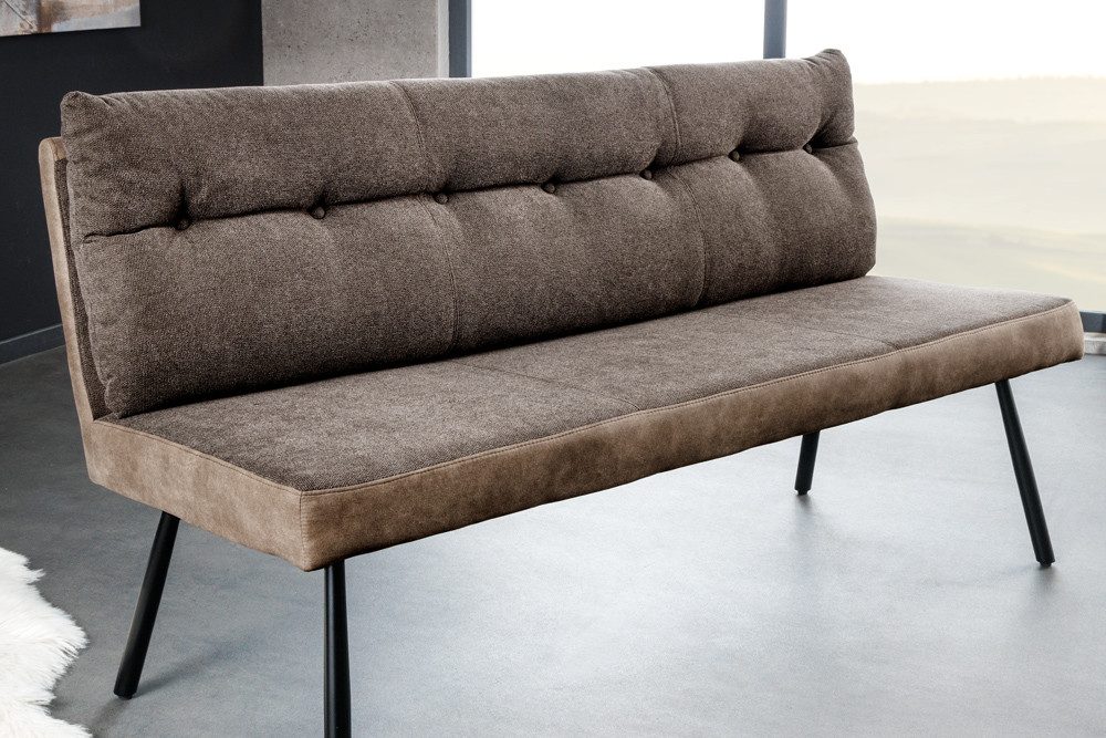 riess-ambiente Sitzbank BIG GEORGE 160cm taupe / schwarz (Einzelartikel, 1-St), Microfaser · Strukturstoff · mit Lehne · Metall-Beine · Modern Design