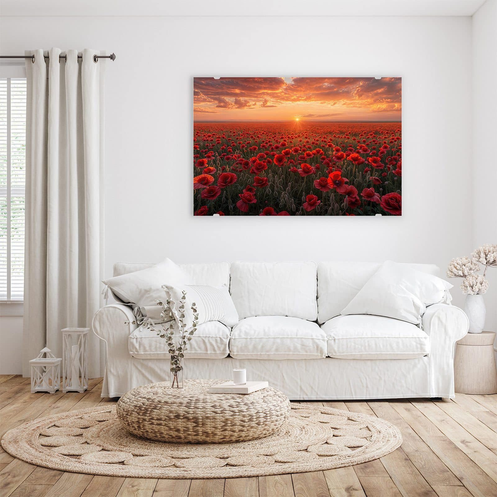 Primedeco Glasbild Wandbild Mohnfeld Sonnenuntergang mit günstig online kaufen