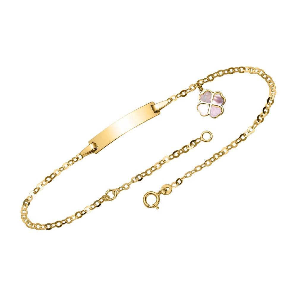 JEWLIX Goldarmband ID Armband 14K Gold mit Kleeblatt von JEWLIX