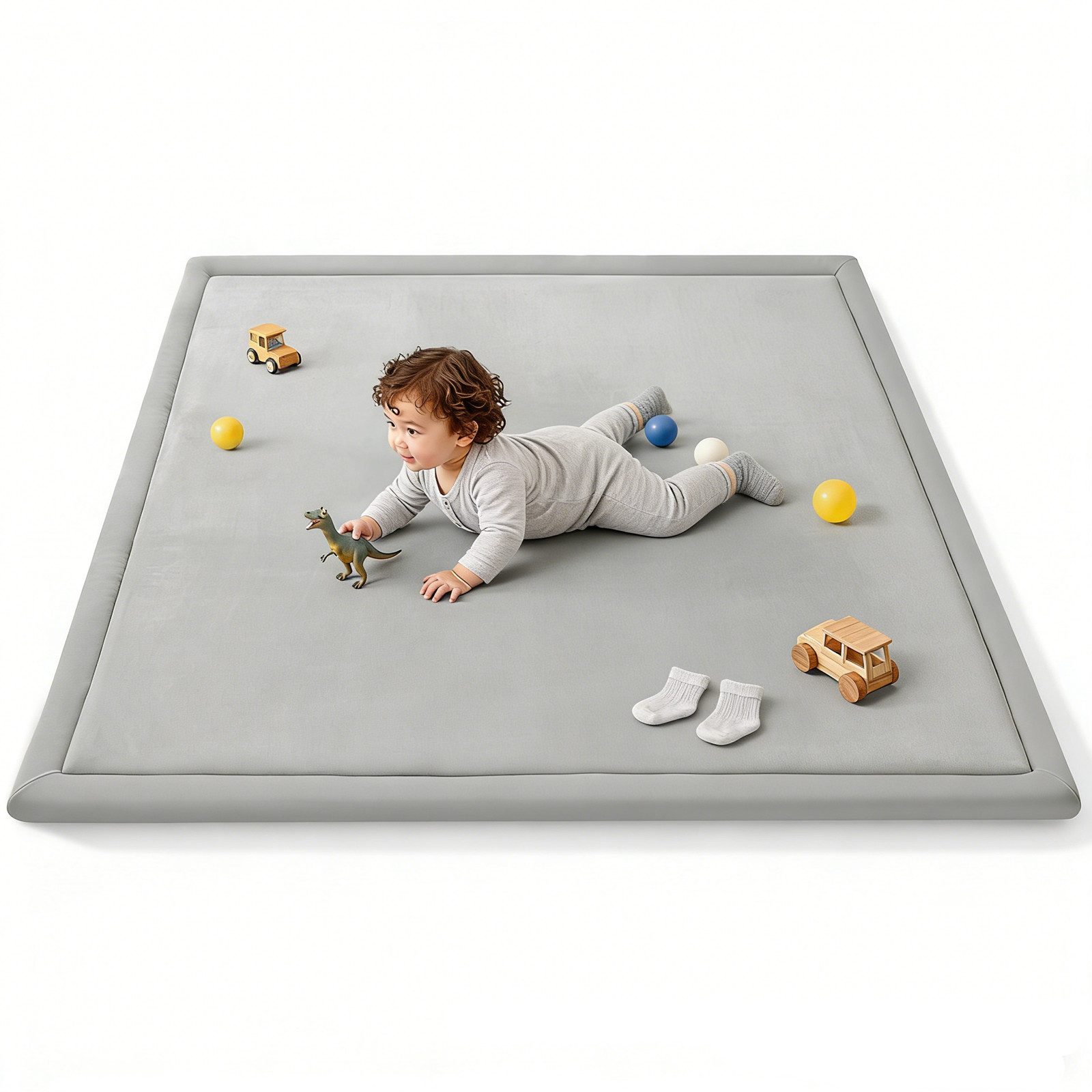 Insma Spielmatte Ultraweiche Baby Krabbelmatte Laufstallmatte 127x127cm, 3cm dicke Memory-Schaumstoffmatte Rutschfest für Krabbeln & Bauchlage
