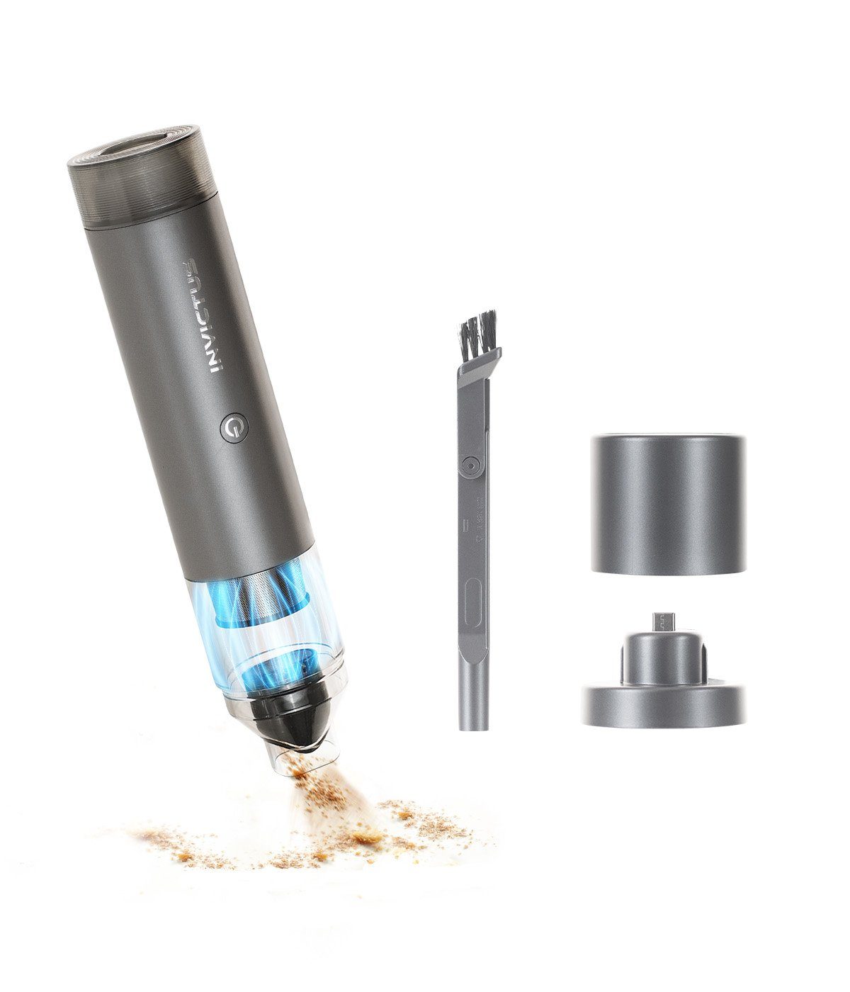 Genius Akku-Handstaubsauger INVICTUS ONE TABLE Handstaubsauger Auto, Set 7-tlg., 85,00 W, beutellos, 2in1 Staubsauger & Luftpumpe, perfekt für Ausflüge, leicht und kompakt