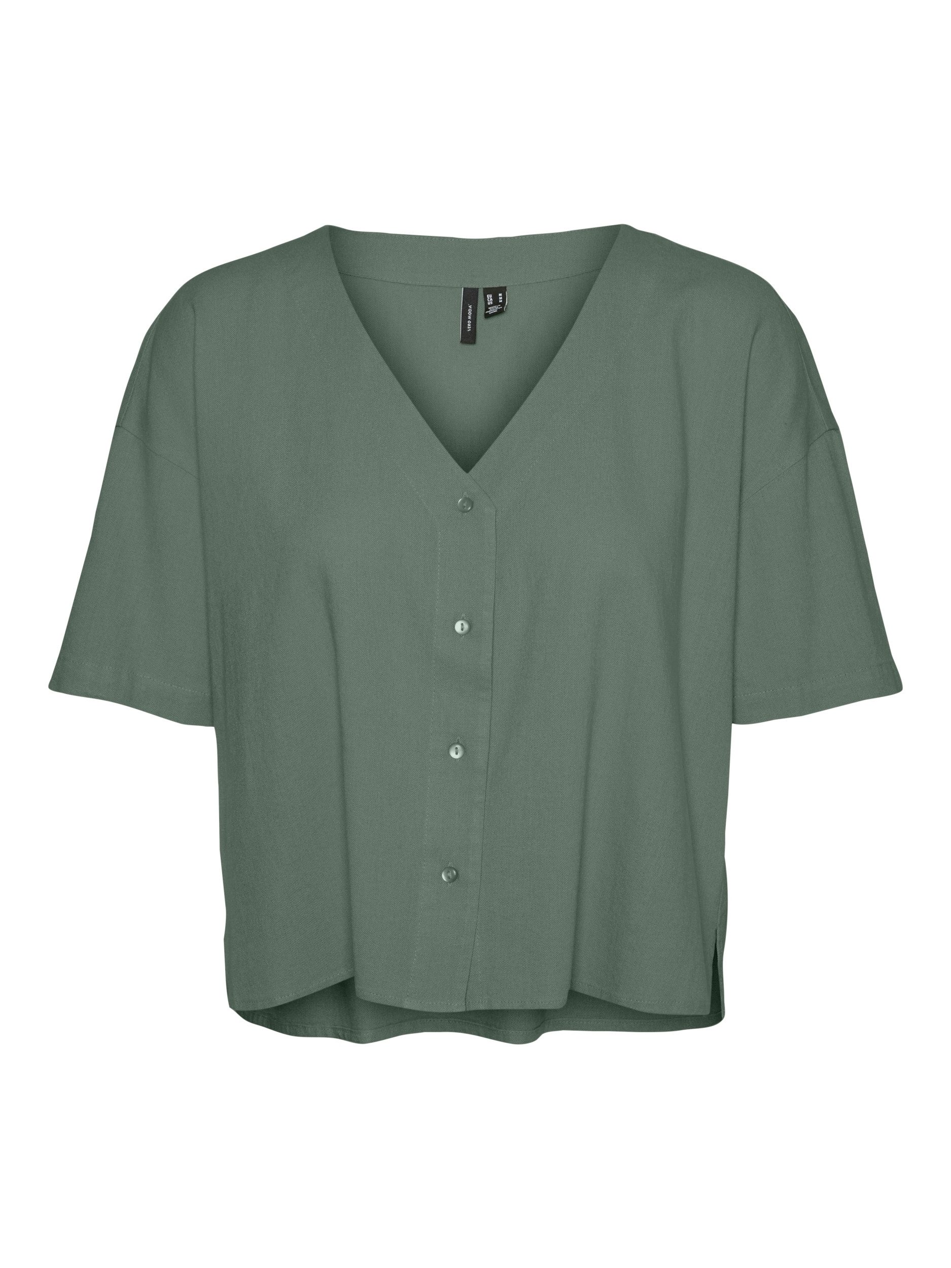 Kurzarmbluse VMMYMILO 2/4 V-NECK SHIRT WVN NOOS Laurel Wreath