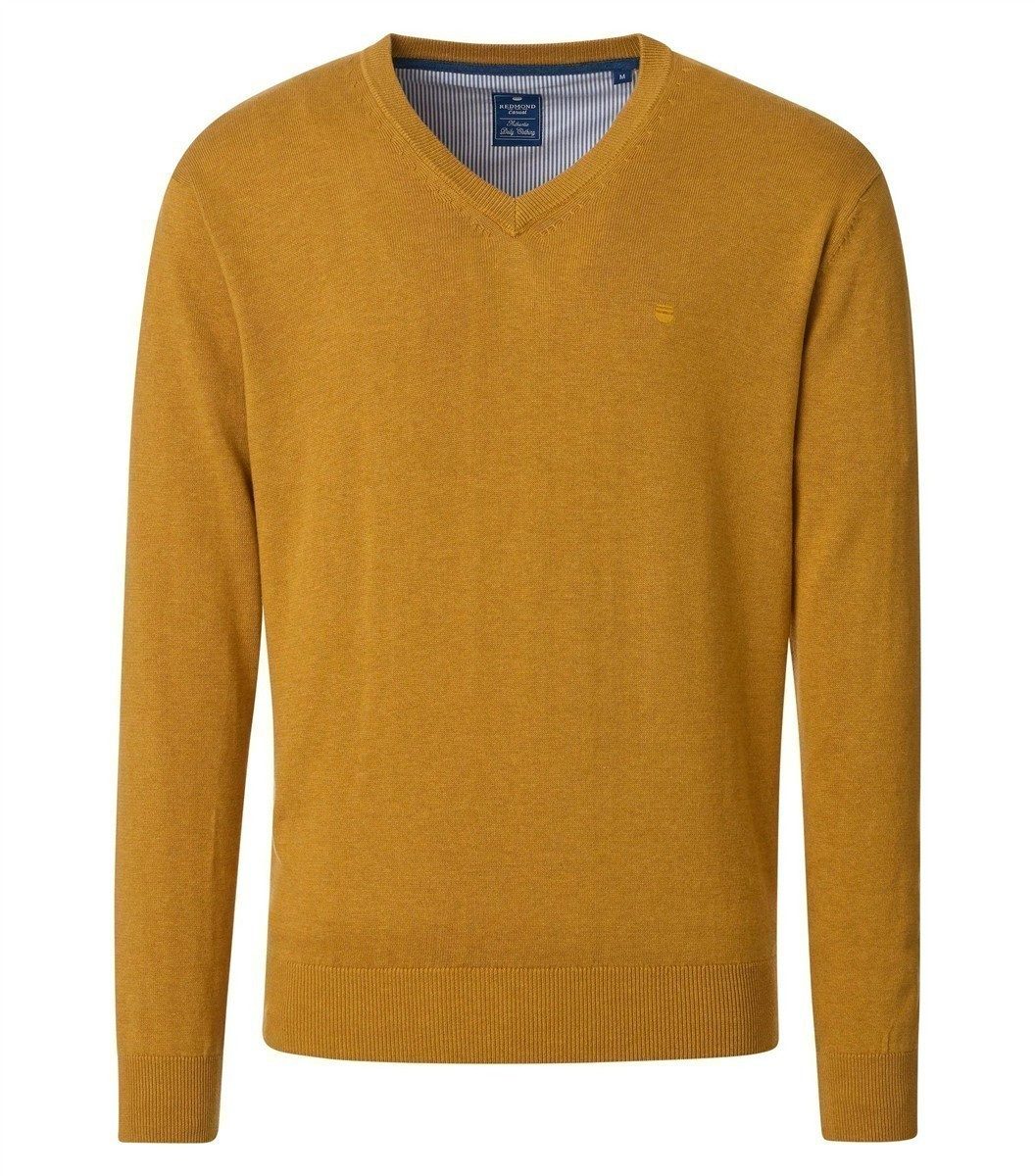 Redmond V-Ausschnitt-Pullover REDMOND Casual Herren Pullover Langarm V-Neck Comfort Senfgelb