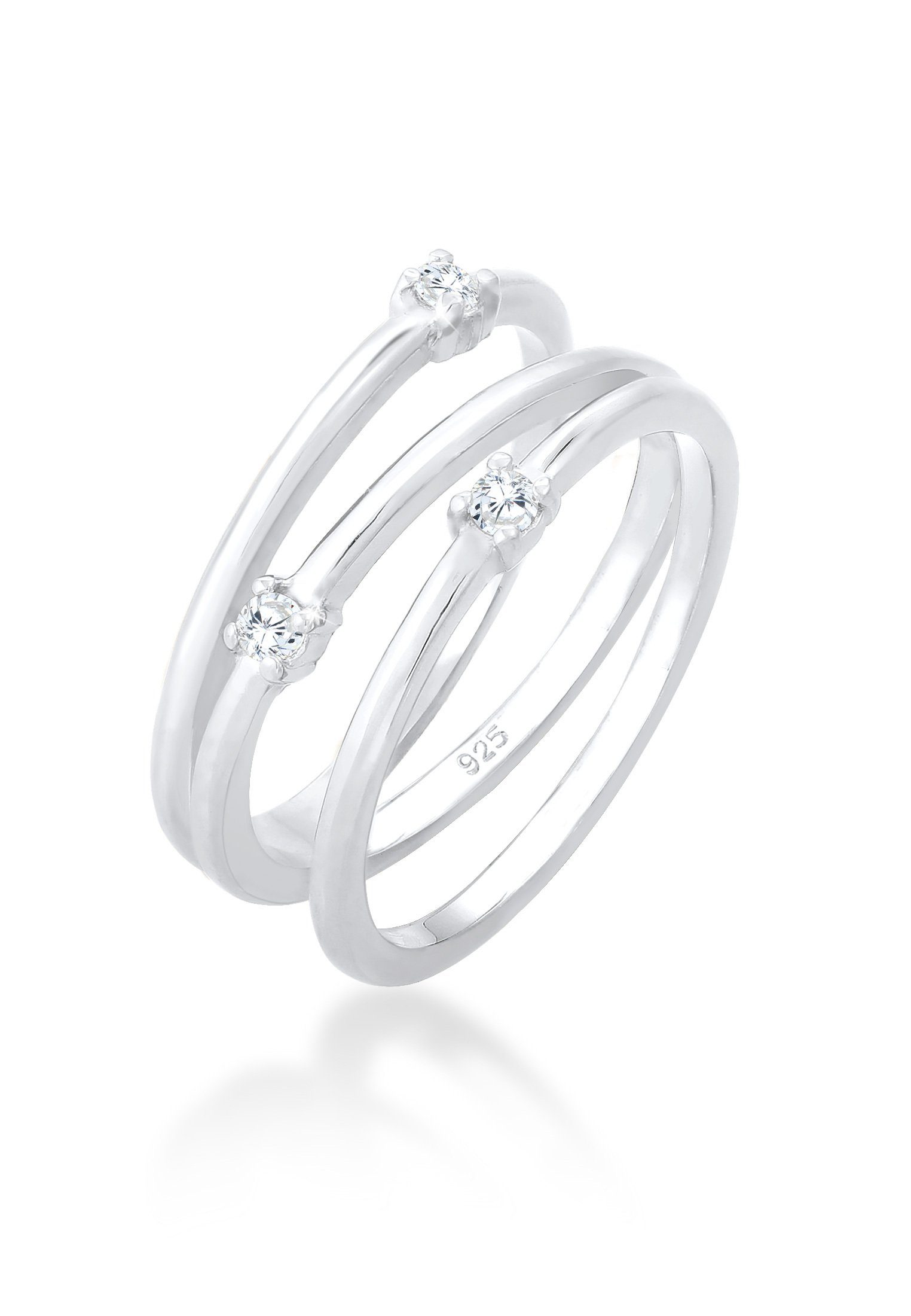 Elli Fingerring Wickelring Zirkonia Filigran 925 Silber