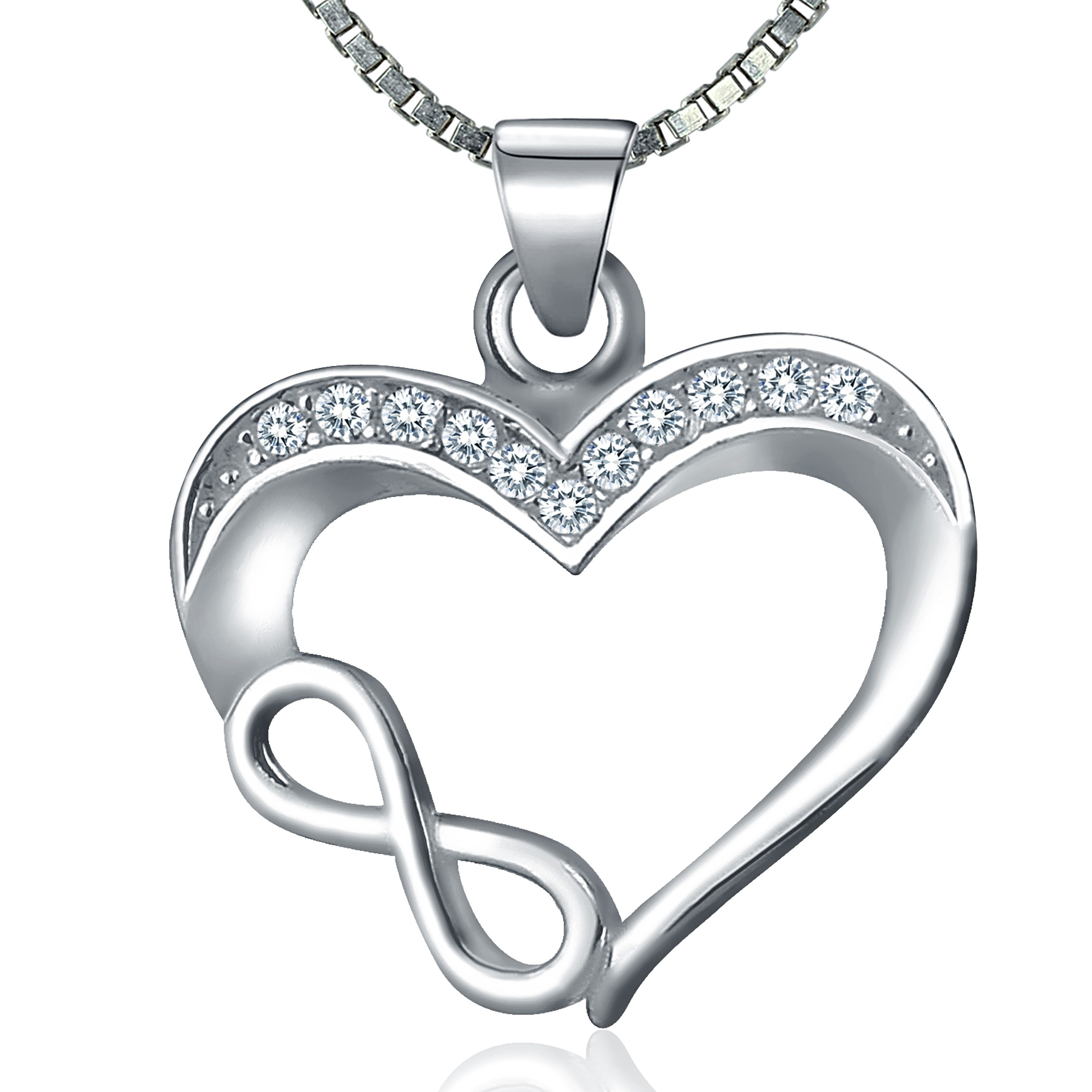 NAHLE Kette mit Anhänger Silberkette Herz Unendlichkeit Infinity Halskette günstig online kaufen
