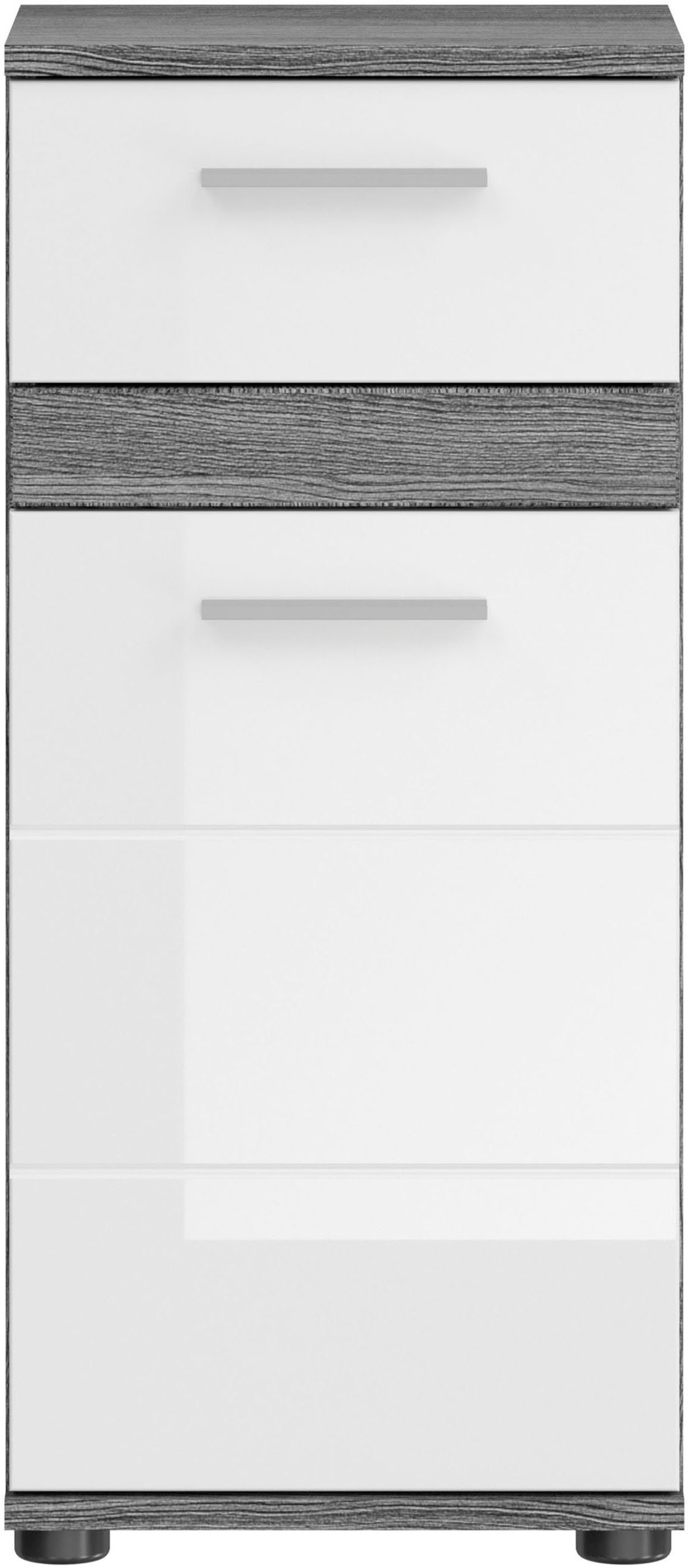 welltime Badmöbel-Set LUCCA, 4-teilig, TOPSELLER!, MDF Hochglanzfront, bestehend aus:, (Set, 4-St), Waschbeckenunterschrank, Spiegel, Unterschrank, Hängeschrank