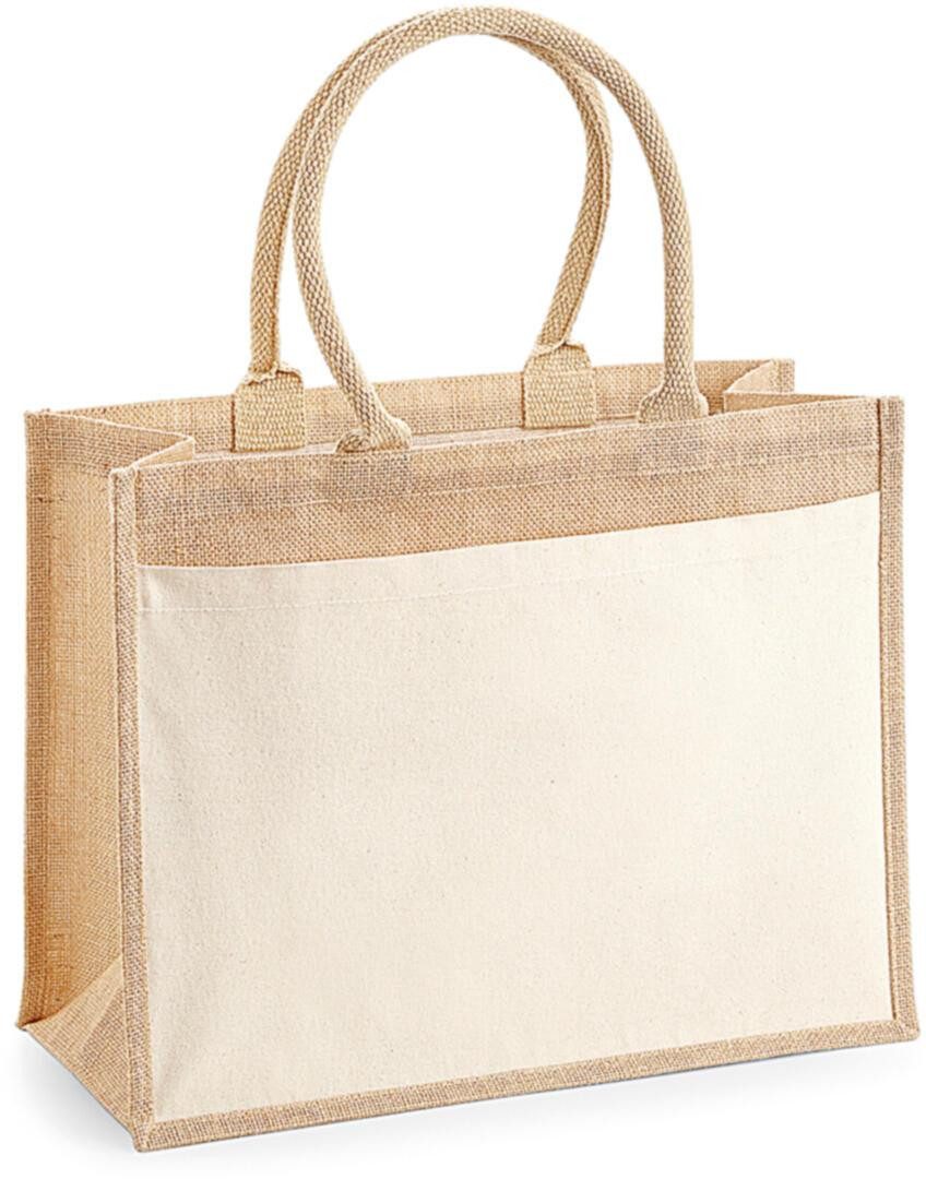 Westford Mill Umhängetasche Cotton Pocket Jute Shopper 42 x 33 x 19 cm