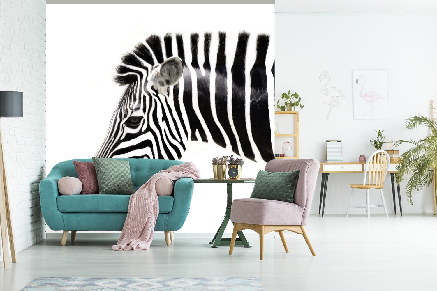 - Zebra bedruckt, Wohnzimmer Tiere Vinyl St), Weiß, Fototapete - (5 MuchoWow Matt, Tapete Schlafzimmer, für Wandtapete oder
