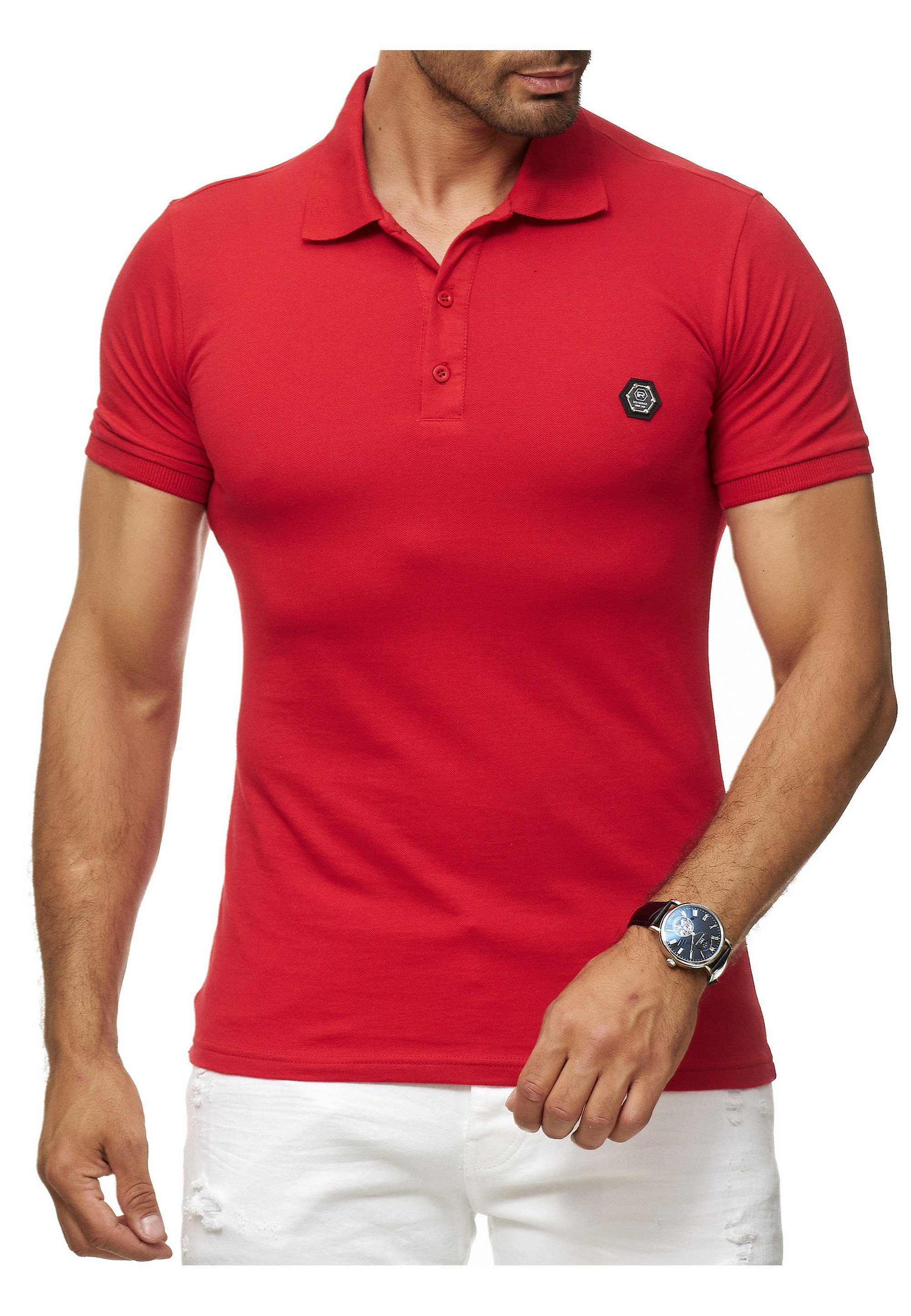 Beach Long RedBridge Brandlogo stylischem rot Poloshirt mit