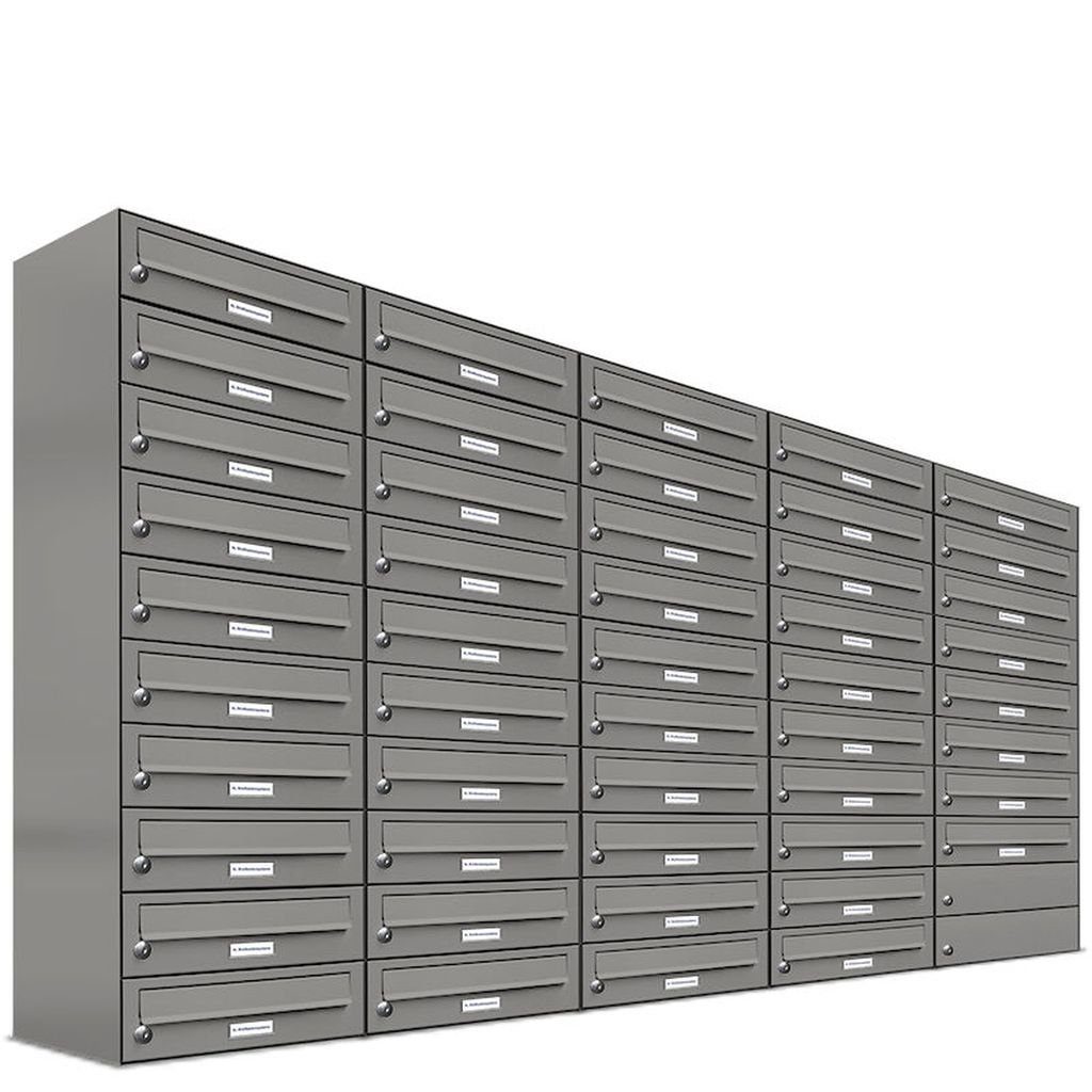 RAL Außen 9007 48er für AL Wandbriefkasten Briefkasten Aluminiumgrau Briefkastensysteme 5x10 Wand Premium