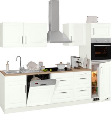 HELD MÖBEL Küchenzeile Stockholm, Breite 280 cm, mit hochwertigen MDF Fronten im Landhaus-Stil