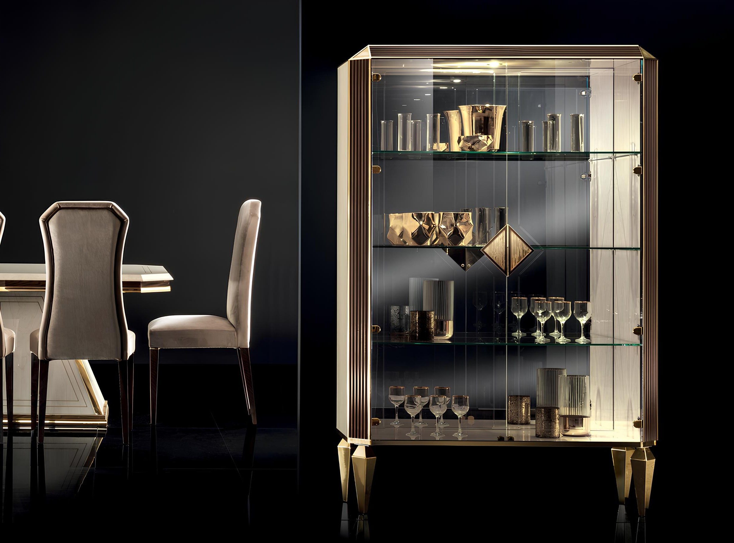 Xlmoebel Vitrine Italienische Luxus Möbel Schrank aus Glas von Arredoclassic (1-St., Italienische Glasvitrine) Made in Europa
