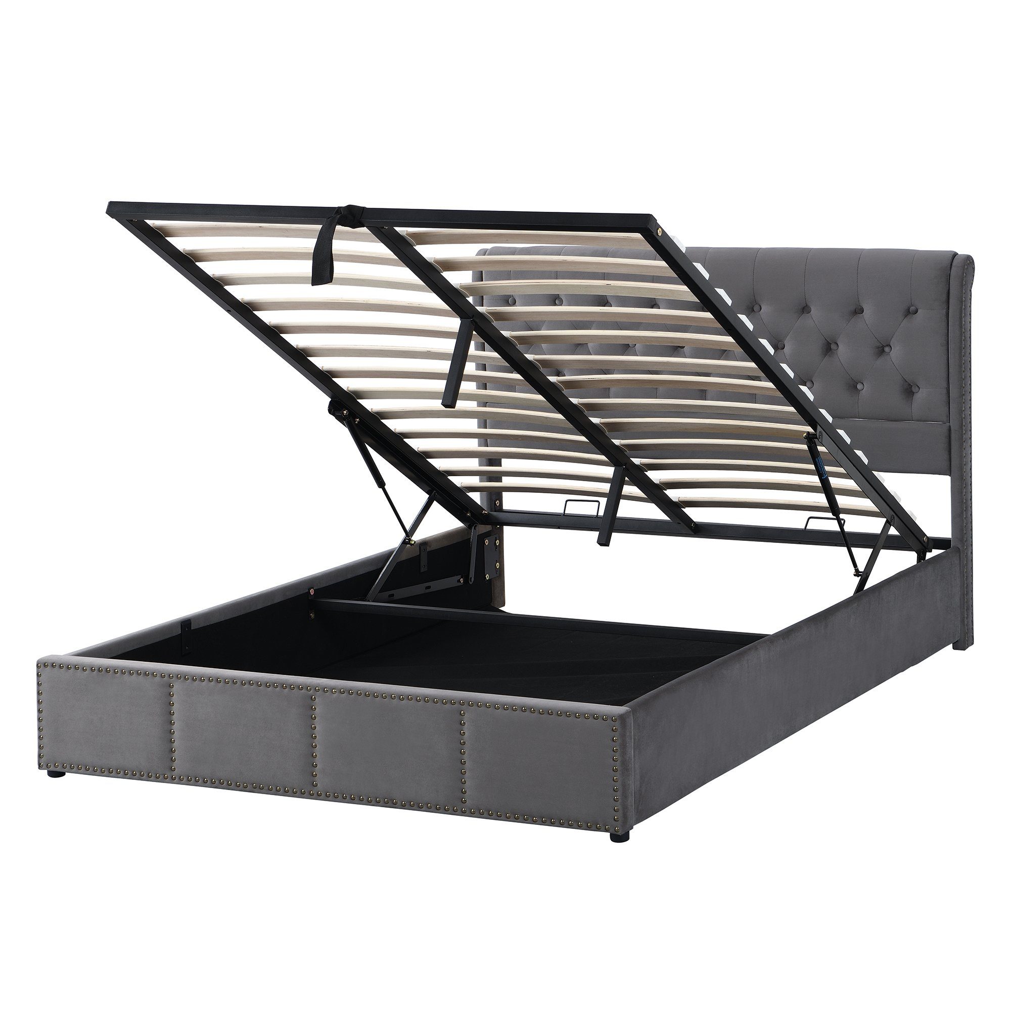 Boxspringbett (Doppelbett Polsterbett), Funktionsbett 140x200cm mit Bettkasten & Polsterbank