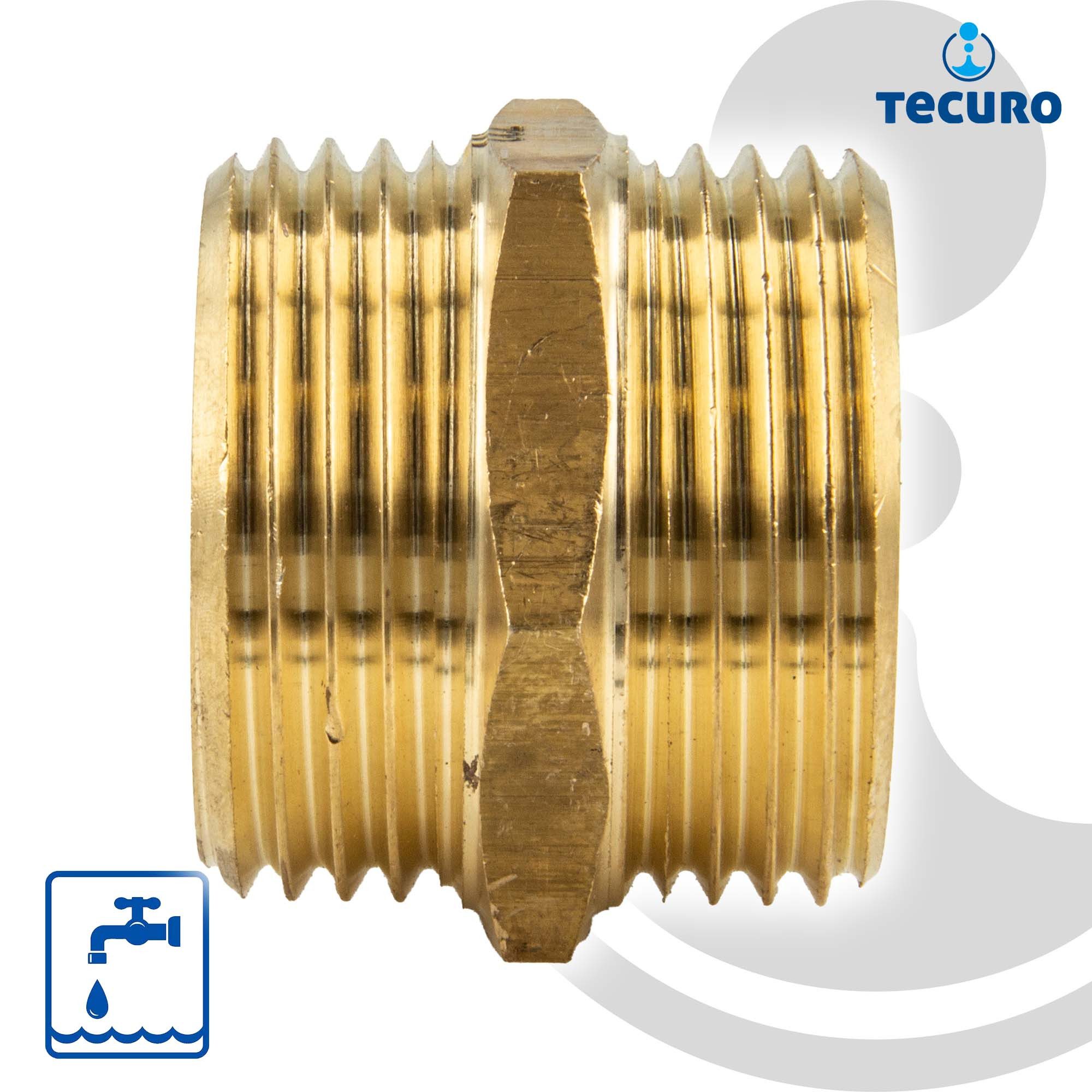 tecuro Gewindefitting Doppelnippel, beidseitig Außengewinde zylindrisch G, Messing, 1/8 Zoll