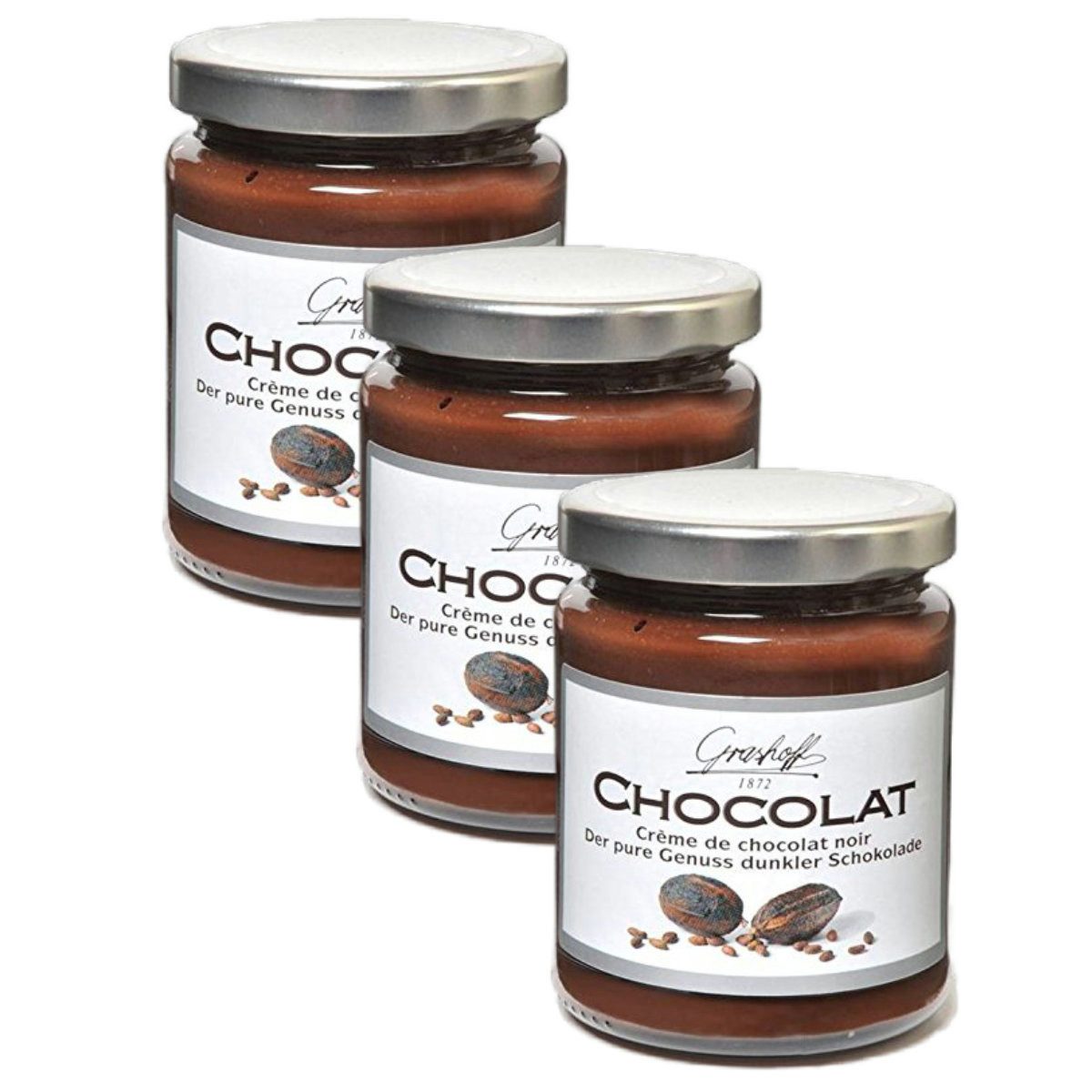 Grashoff Schokoaufstrich, Grashoff Noir belgische dunkle Chocolat der pure Genuss 250g 3er Pack