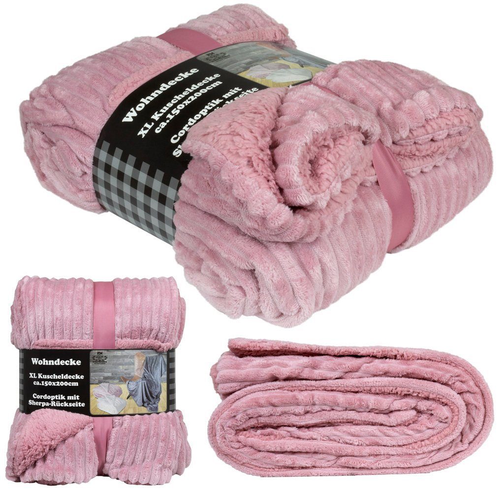 Wohndecke Kuscheldecke 150x200 cm warm Sherpa Cord Optik, Trendyshop365, fl günstig online kaufen