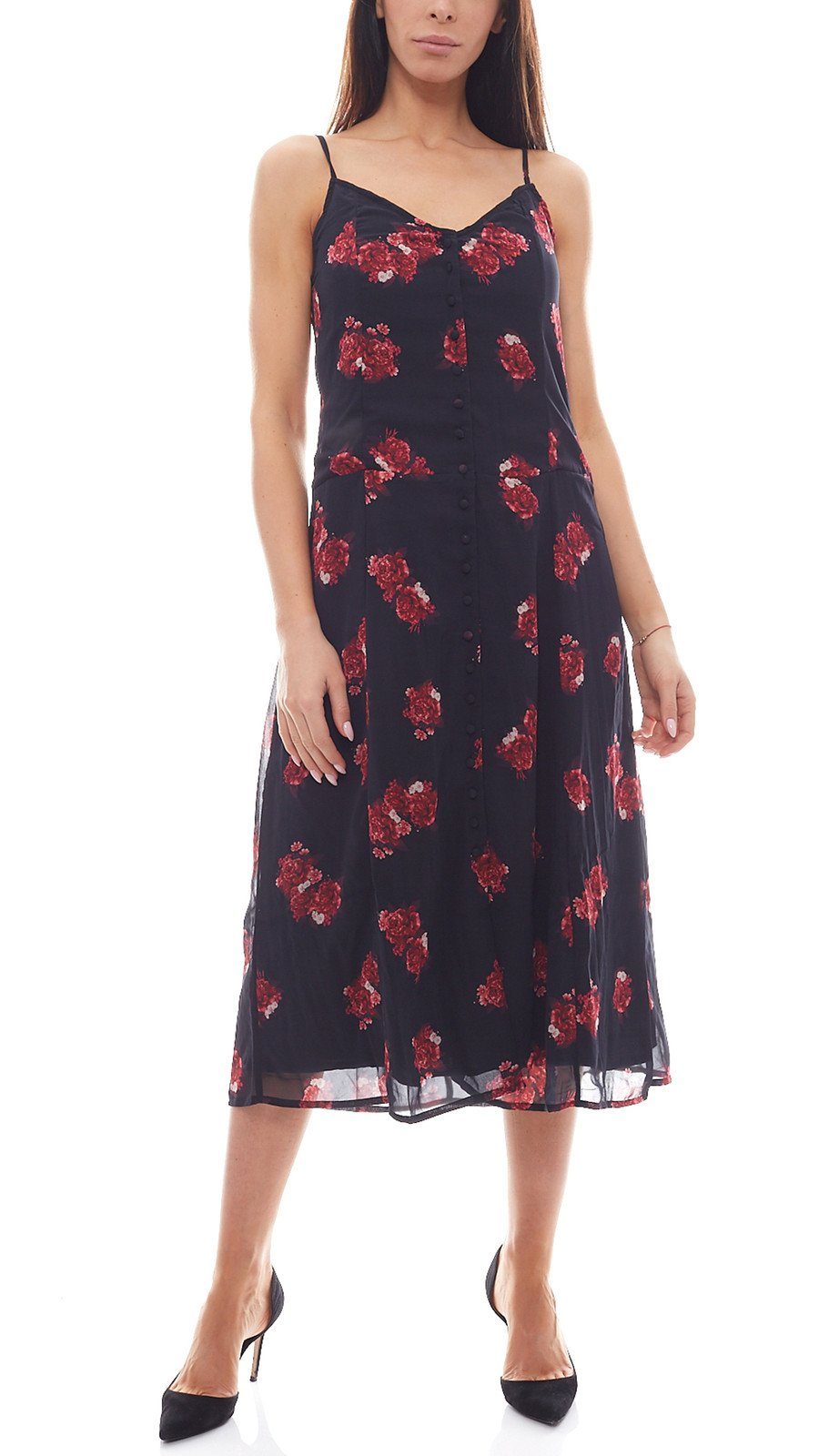 NA-KD Sommerkleid »NA-KD x Qontrast Midi-Kleid geblümtes Damen Kleid mit  Knopfverschluss Sommer-Kleid Bunt« online kaufen | OTTO