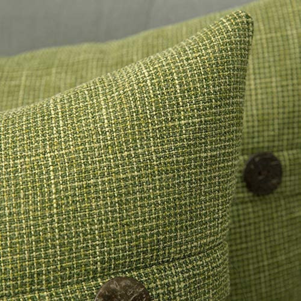 Kissenbezüge Leinen-Kissenbezügen, Vintage Kissenhülle mit Knöpfen, Grün drei Juoungle