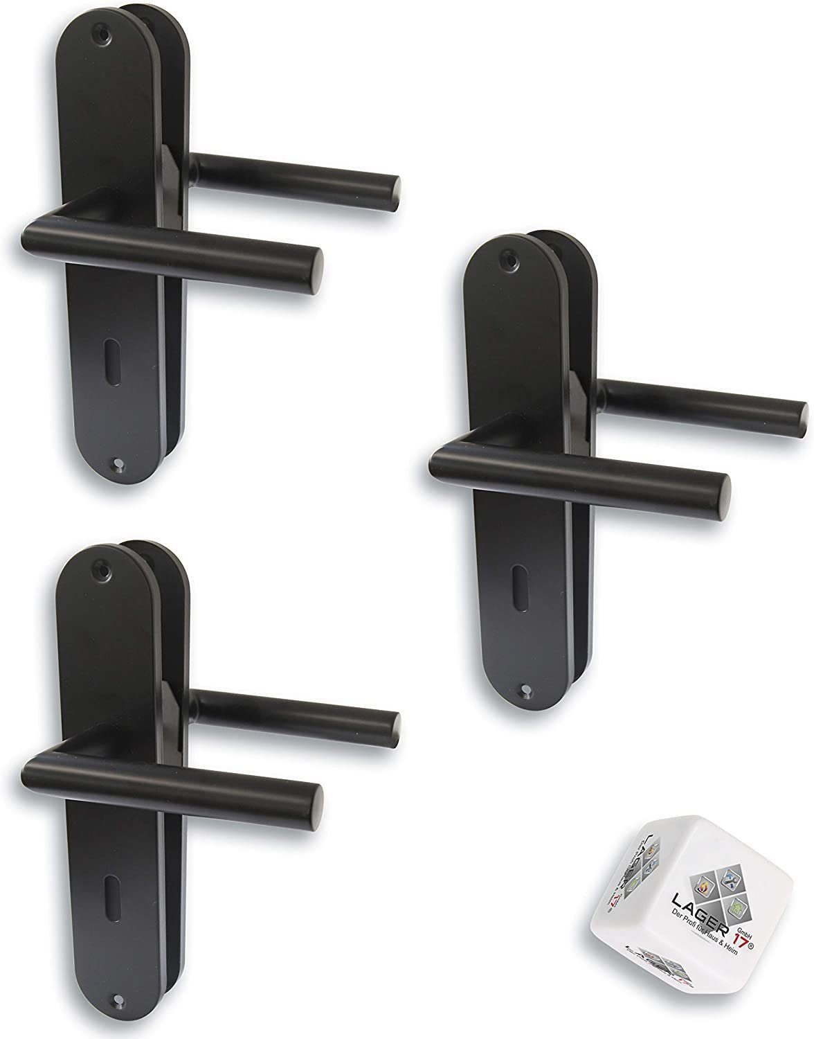Alpertec Türbeschlag Türbeschlag 3er Set, Renovierungsgarnitur für Zimmertüren schwarz matt (Set, 3 St), Edelstahl schwarz