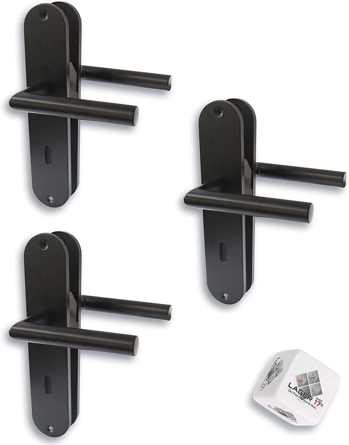 Alpertec Türbeschlag 3er Set, Renovierungsgarnitur für Zimmertüren schwarz matt (Set, 3 St), Edelstahl schwarz