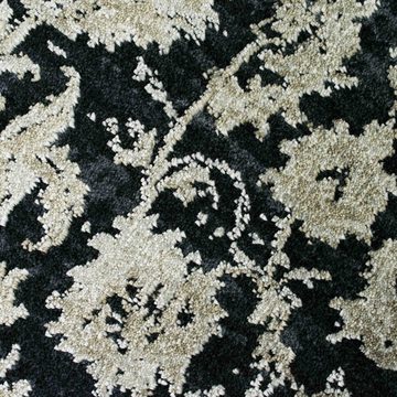 Teppich Moderner Teppich Wohnzimmer orientalisches Blumendesign in Beige auf schwarzem Hintergrund, Teppich-Traum, rechteckig, Höhe: 10 mm