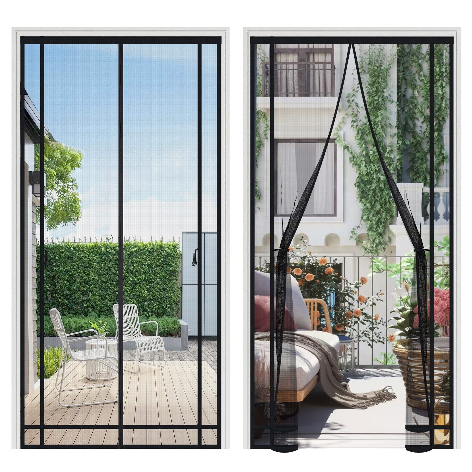 Sekey Insektenschutz-Tür Magnetisches Fliegengitter für Balkon– Insektenschutz ohne Bohren, Mückenschutz Tür, Fliegenvorhang mit Magnetverschluss für Balkontür