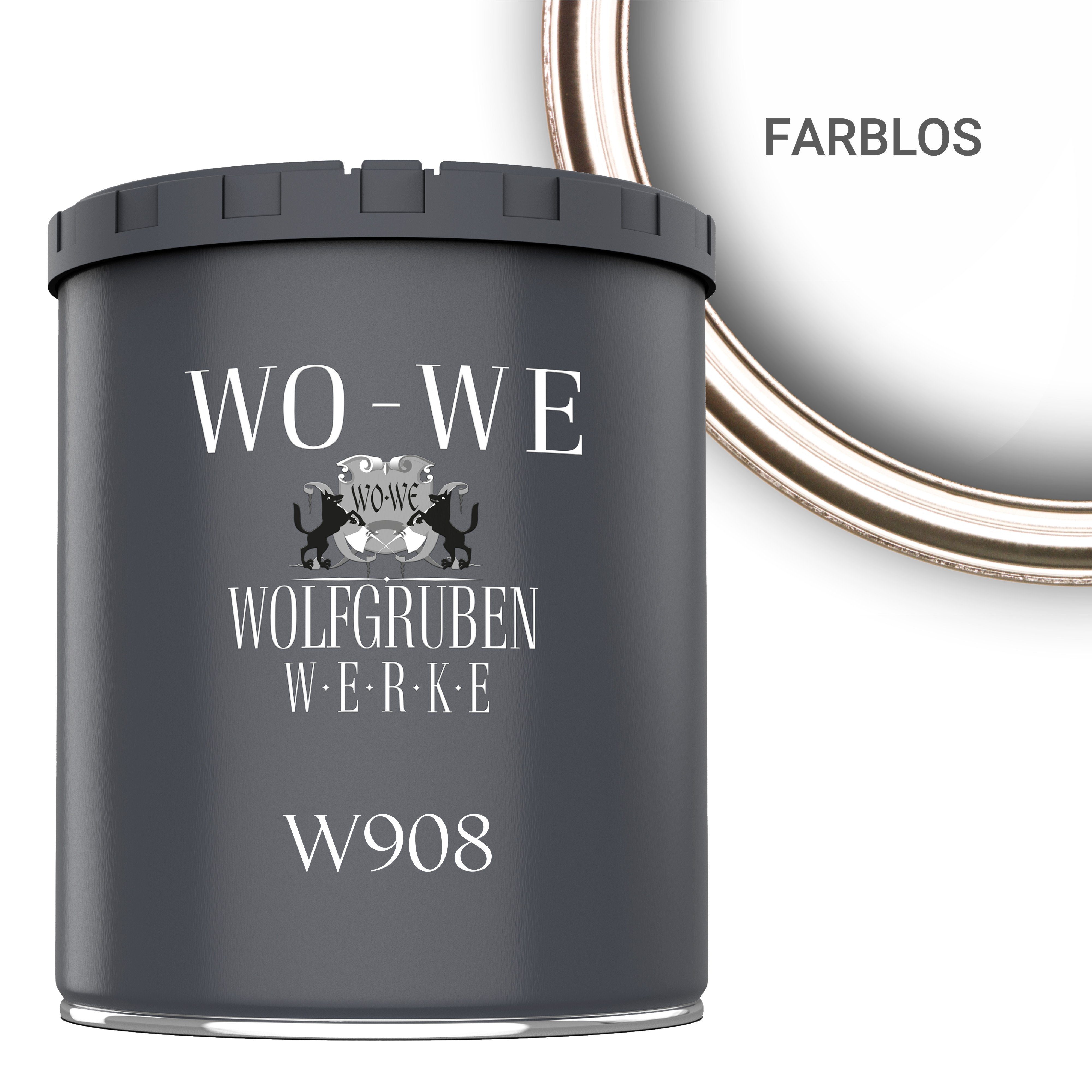 WO-WE Metallschutzlack Metallschutzfarbe 2,5L, - Außenbereich Metalllack 4in1 W908, Metallfarbe Farblos 1L