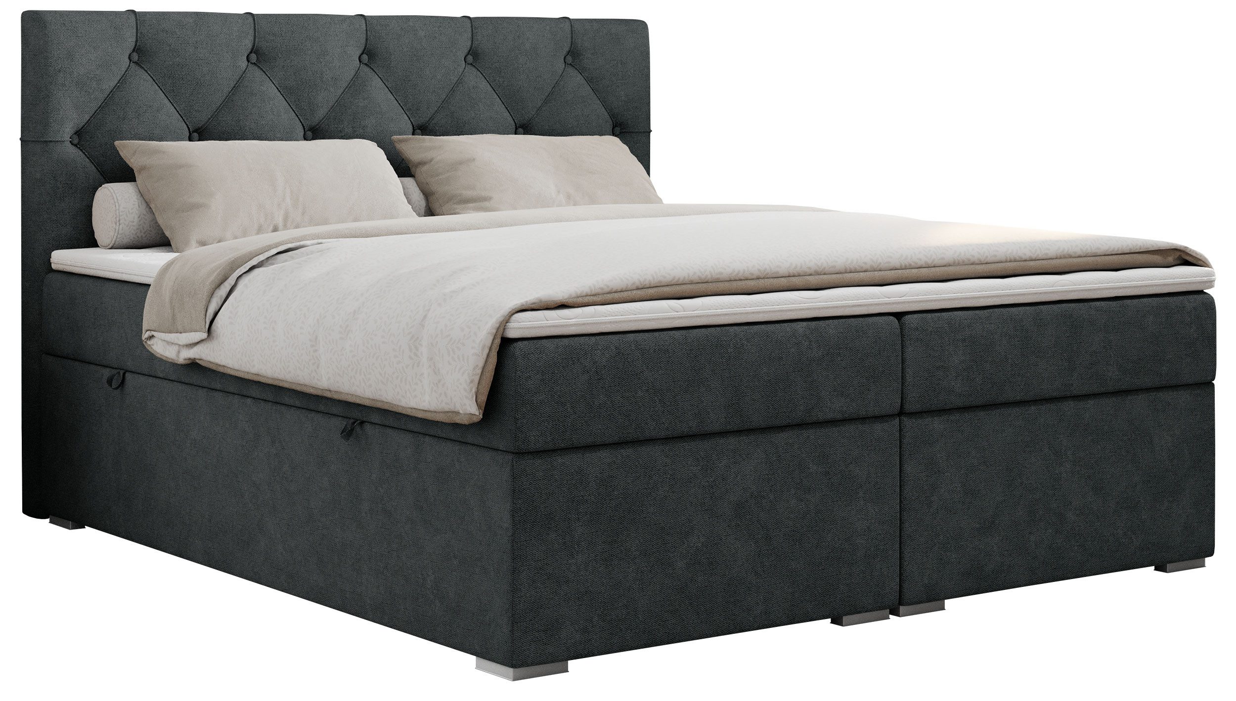 MKS MÖBEL Boxspringbett ALDA (Set, Packung, T30-Schaum, zwei Bettkästen, gepolsterte Kopfstütze), Doppelbett, Multipocket-Matratzen, Modern Bett