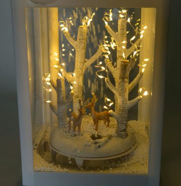BURI Teelichthalter LED-Laterne schneiender Winterwald Weihnachtsdeko Fensterdeko Tanne