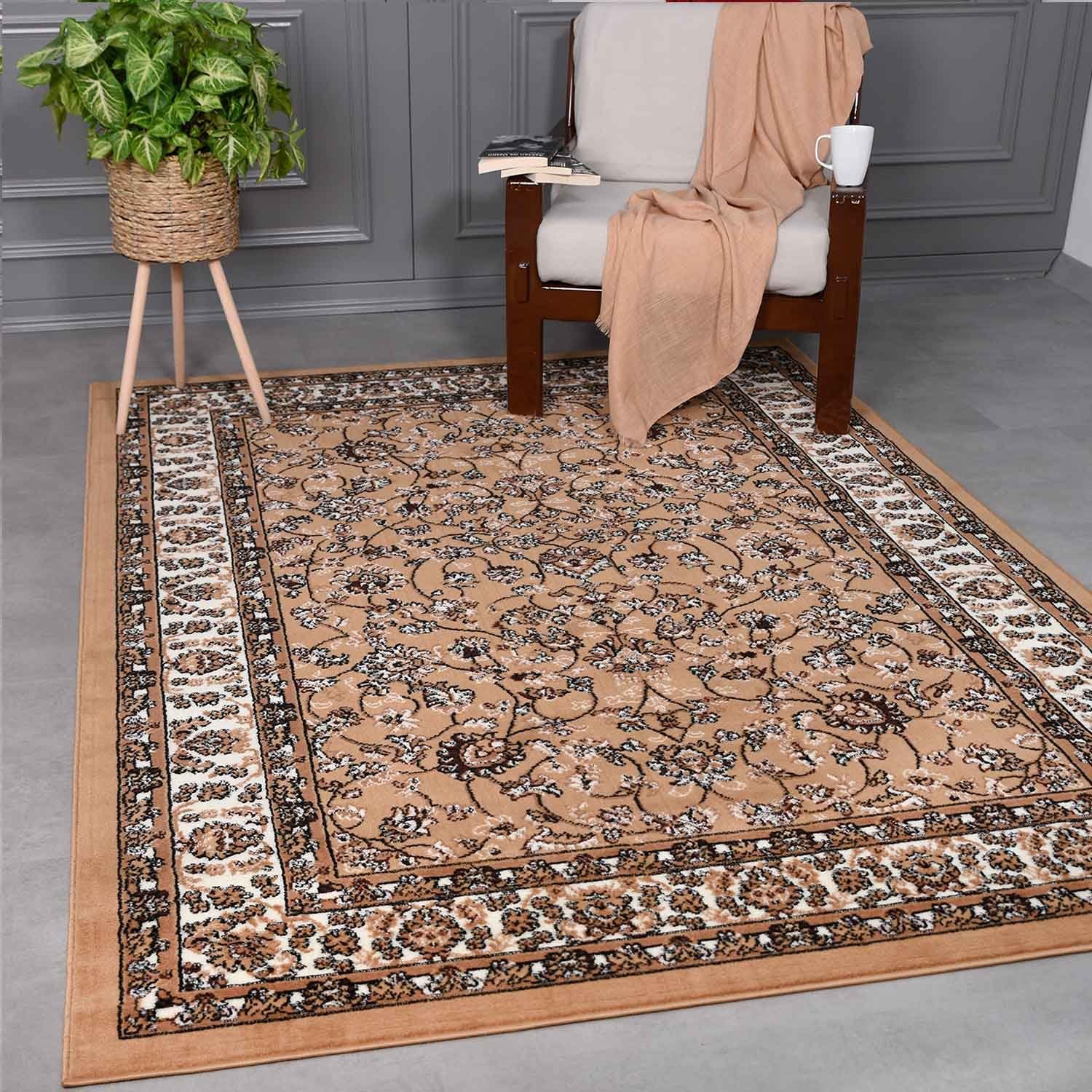 Teppich Klassischer Teppich mit Kunstvollem Orient Muster in Beige, Vimoda