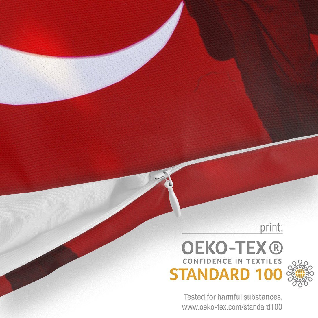 Kissenbezug, VOID (1 Kemal Stück), Nationalflagge Mustafa Präsident Stern Orient Reise Flagge Urlaub Kasim Halbmond Rot Türke Sofa-Kissen Fahne Lira 10 Erdogan