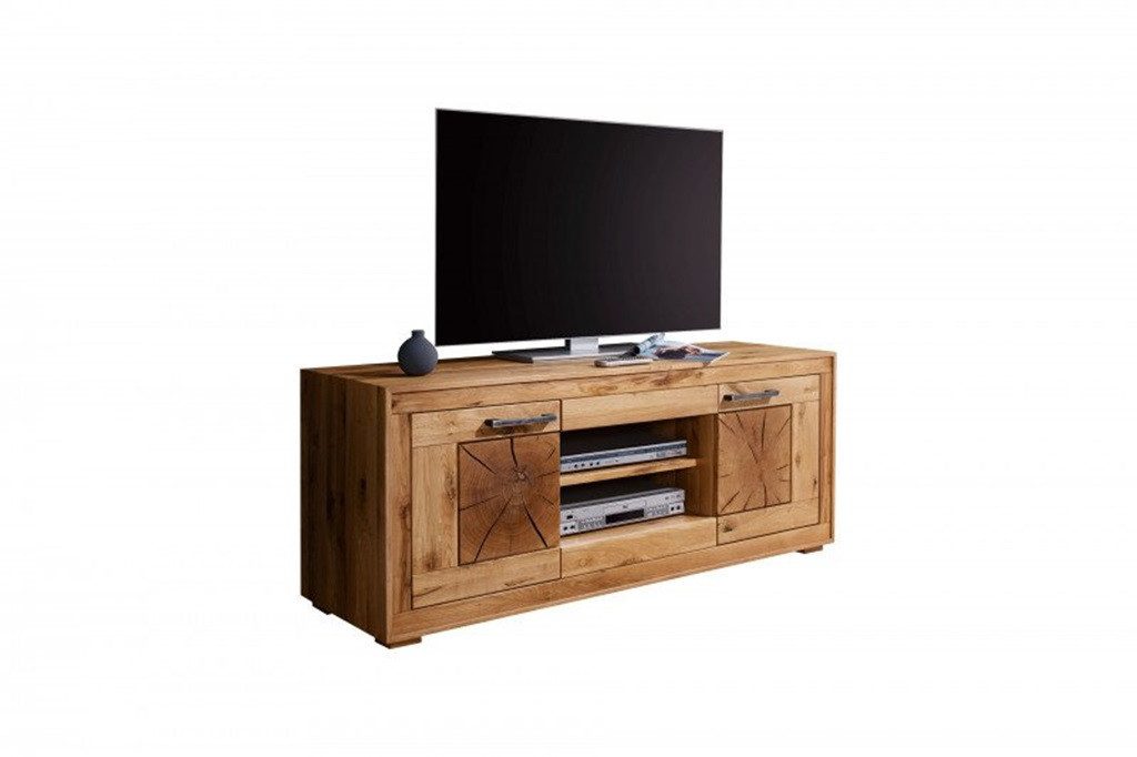 Main Möbel TV-Board TV Board 150 cm "Danzig" Wildeiche geölt, Fronten mit Hirnholz-Elementen