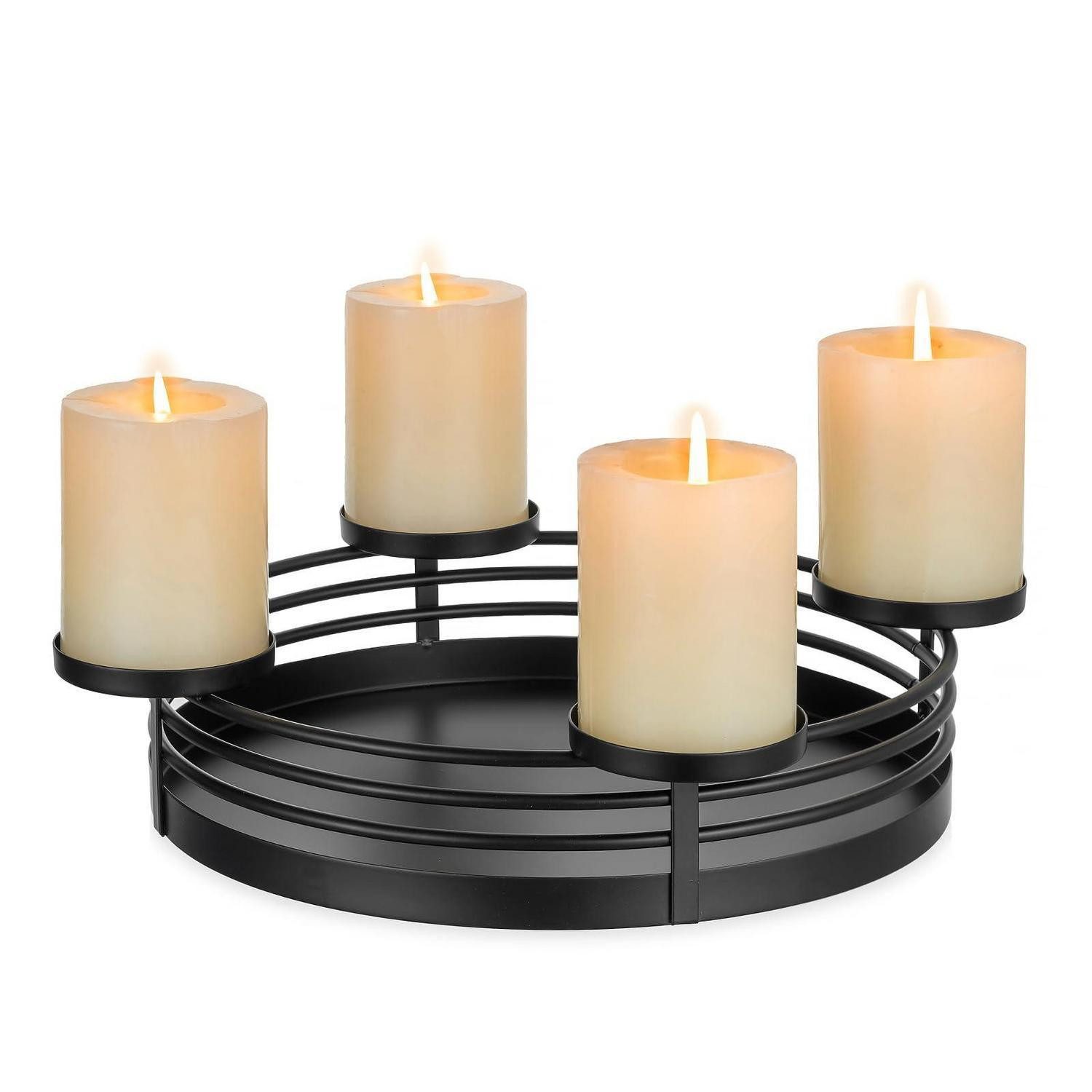 LuxusKollektion Adventsleuchter Adventskranz Kerzenhalter Metall Schwarz (1 St)