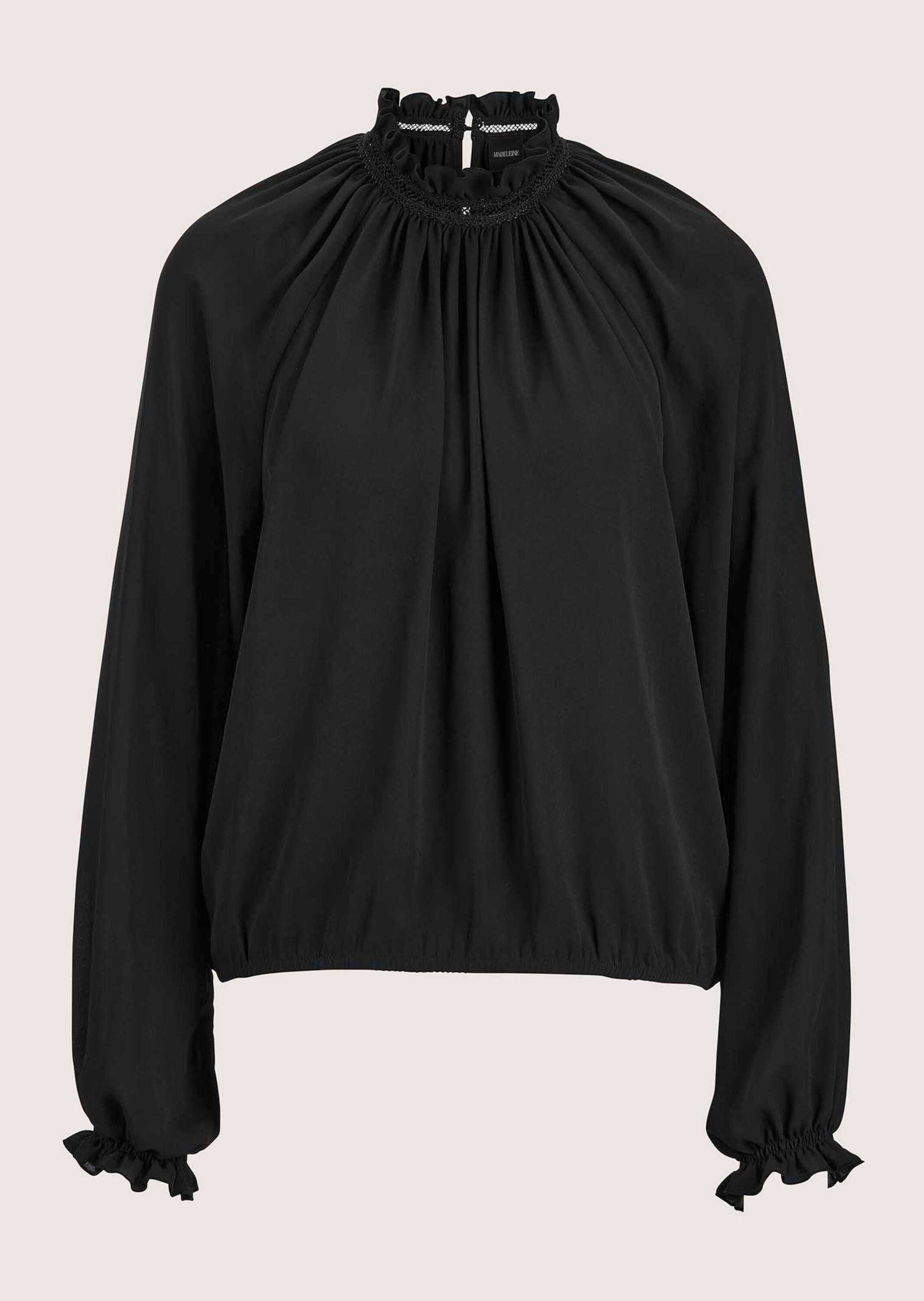Langarmbluse Elegante Bluse mit Stehkragen, Uni