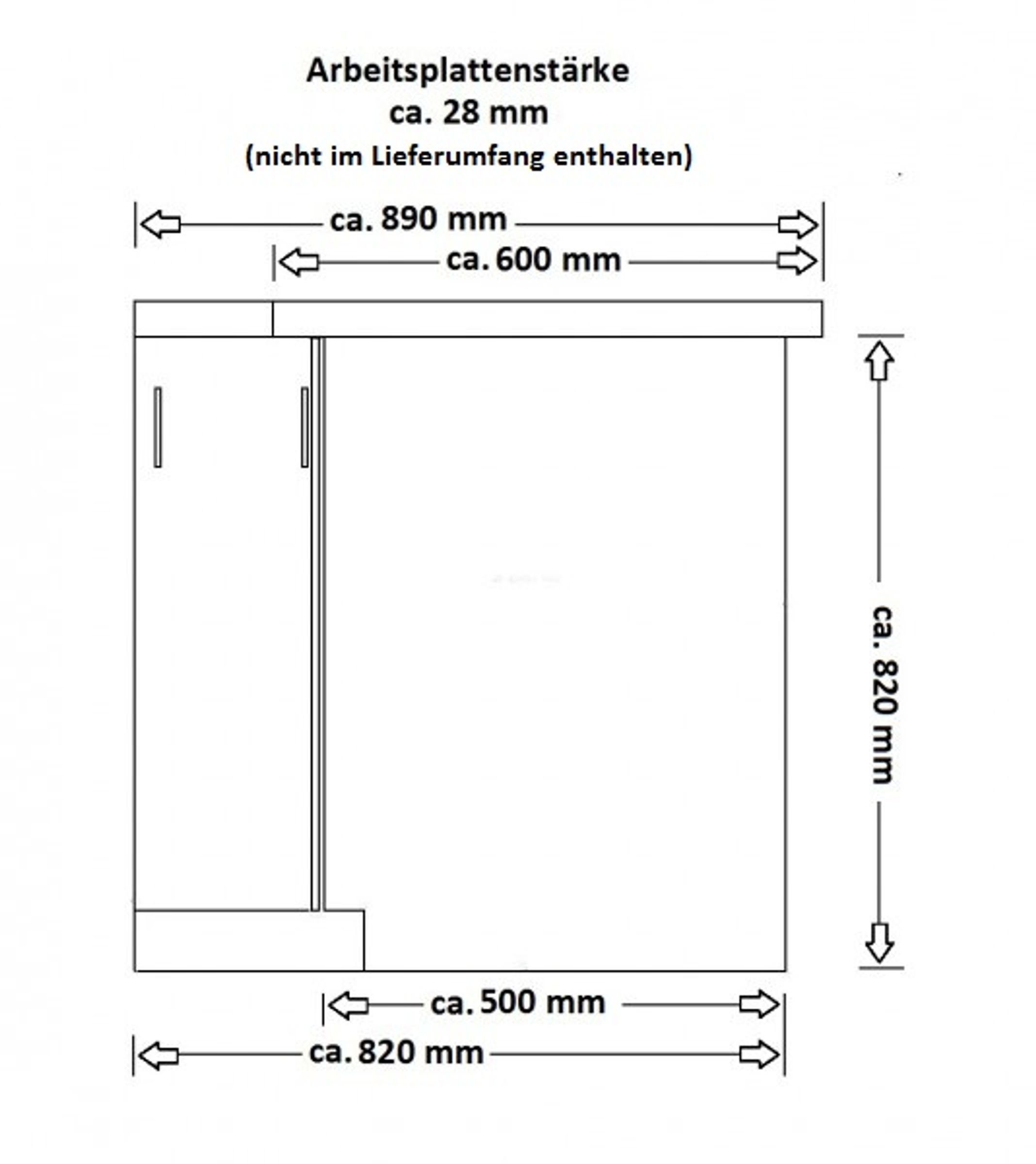 Küchen-Preisbombe Eckunterschrank 89x89 cm Küchenzeile Einbauküche matt EKO Küchenblock White Weiß Küche