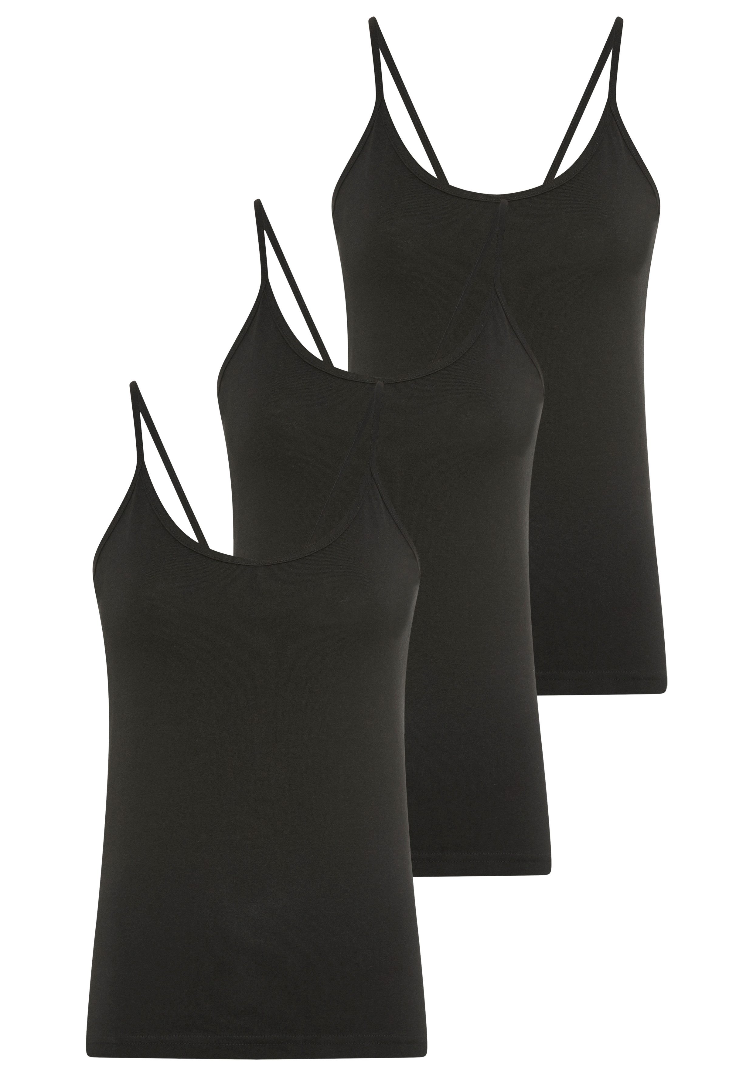 YSABEL MORA Spaghettitop (3er Pack) Baumwollmix, elastisch, weich, schmale Träger, atmungsaktiv