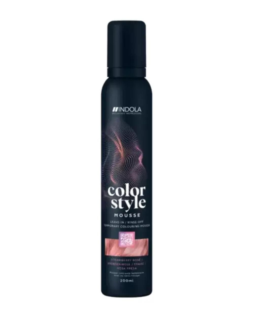 Indola Haarfestiger INDOLA Color Style Mouse Farb-Schaumfestiger Erdbeer-Rosé 200 ml, Packung, das Mousse bietet Glanz, Pflege und flexible Farbveränderung