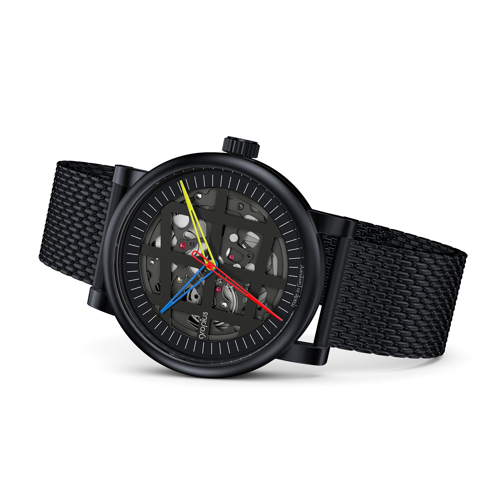 Walter Gropius Automatikuhr Made in Germany, Saphirglas, Atrium Automatik - WGA 801-03M, Designeruhr, Edelstahlband mit Easy-Release System, Edelstahlgehäuse