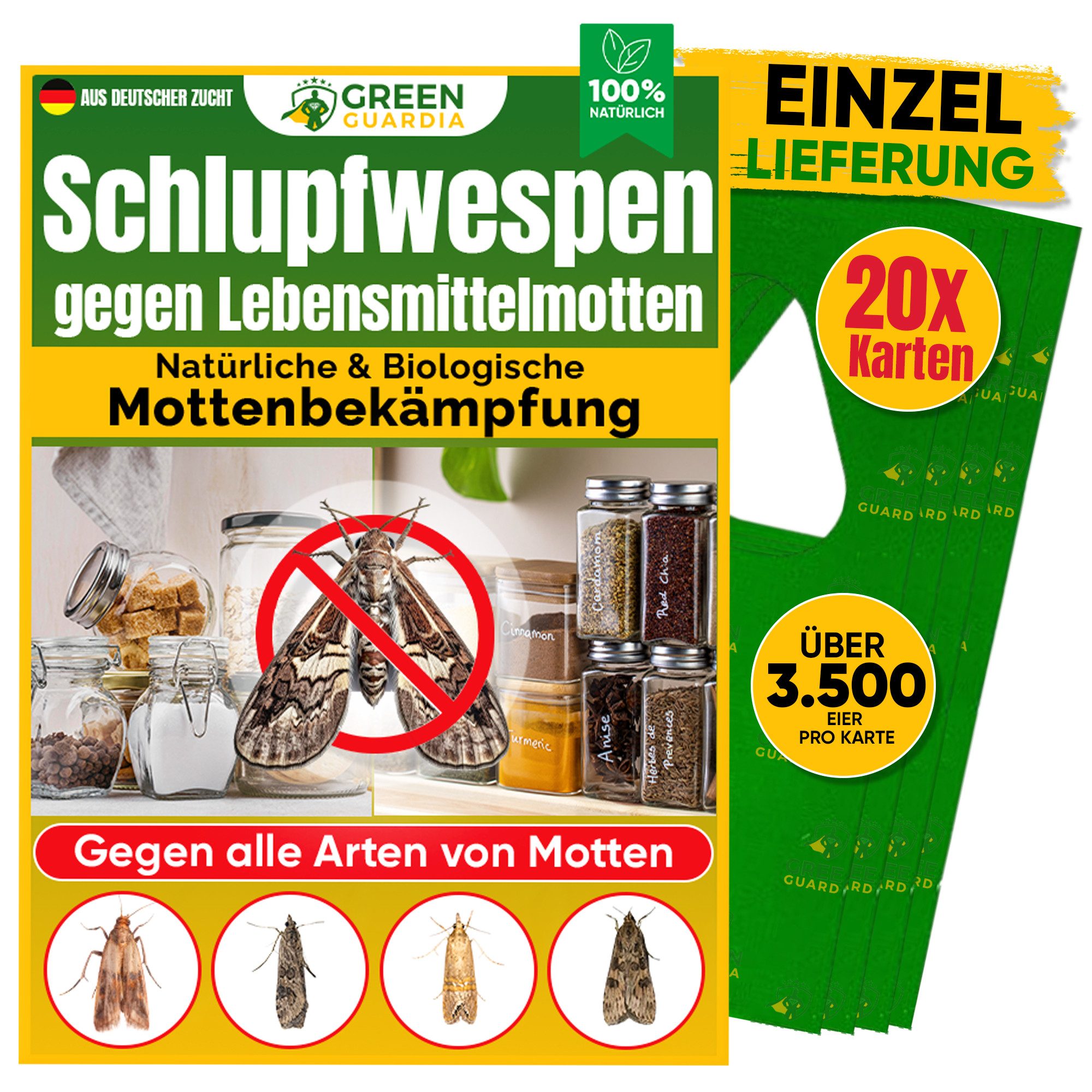 Insektenvernichter Schlupfwespen gegen Lebensmittelmotten, 1-25 Karten -Einzellieferung-