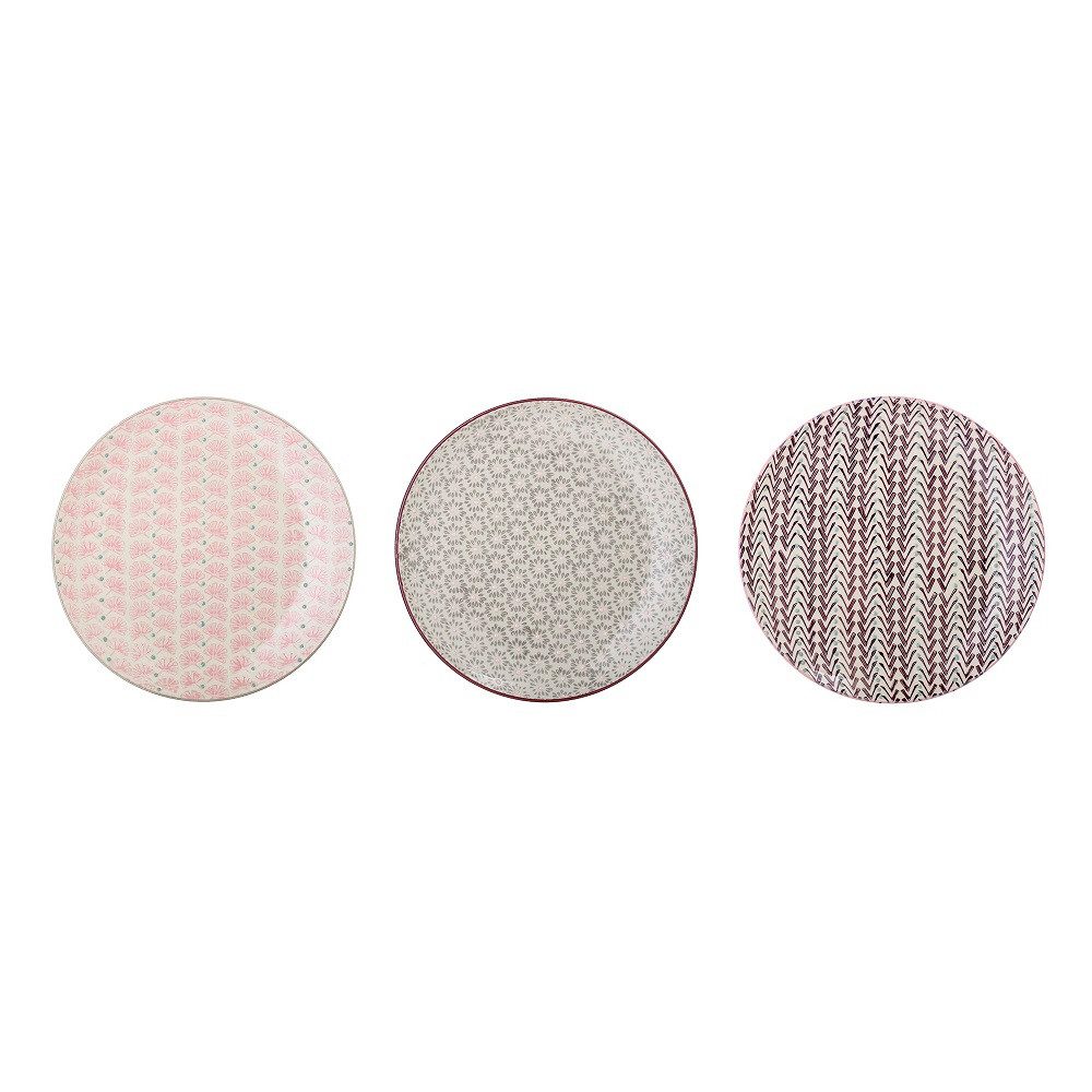 Bloomingville Frühstücksteller Bloomingville Maya Frühstücksteller Violett Steingut Ř 22 cm 3er Set
